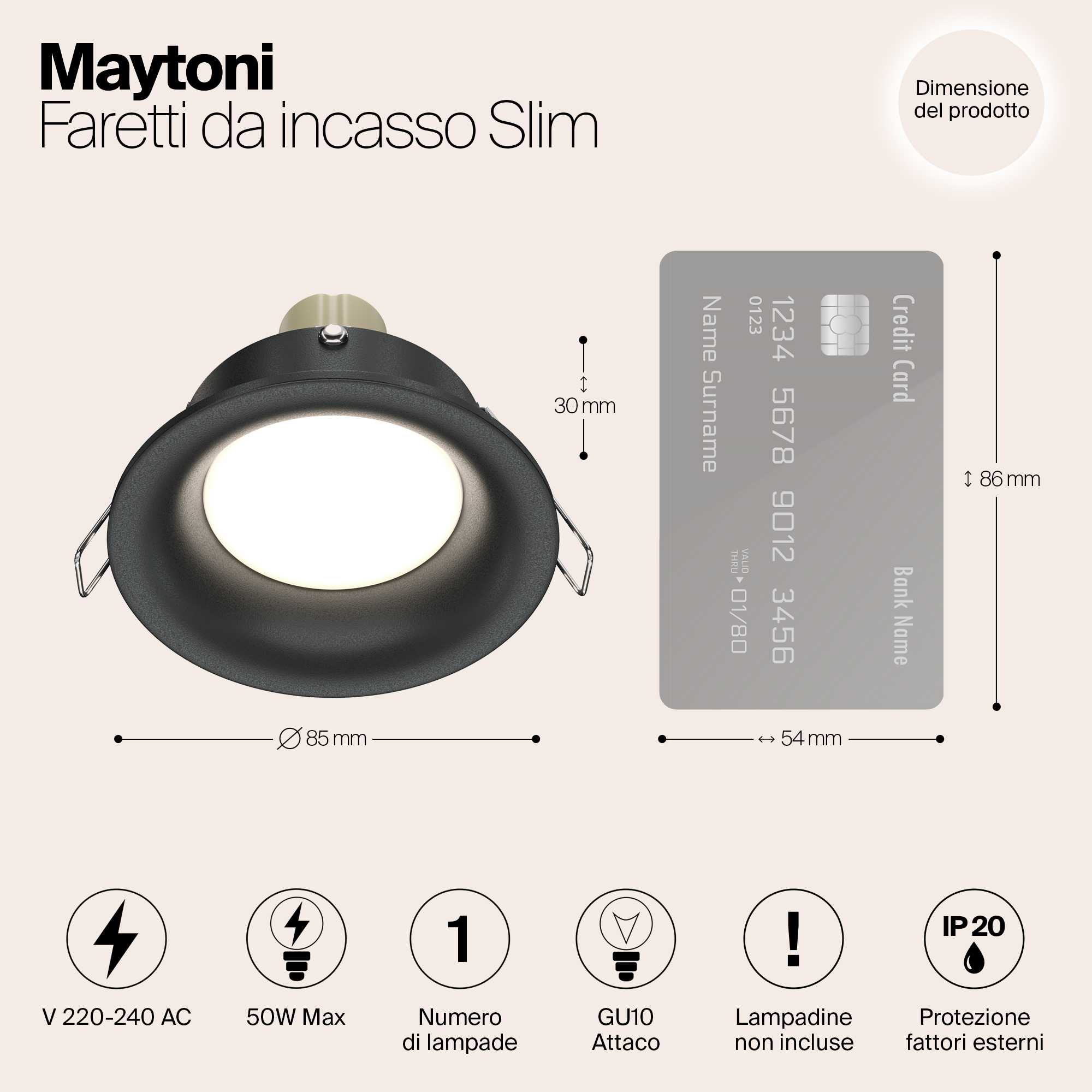 картинка Встраиваемый светильник Maytoni Slim DL027-2-01B от магазина pro-decor.kz