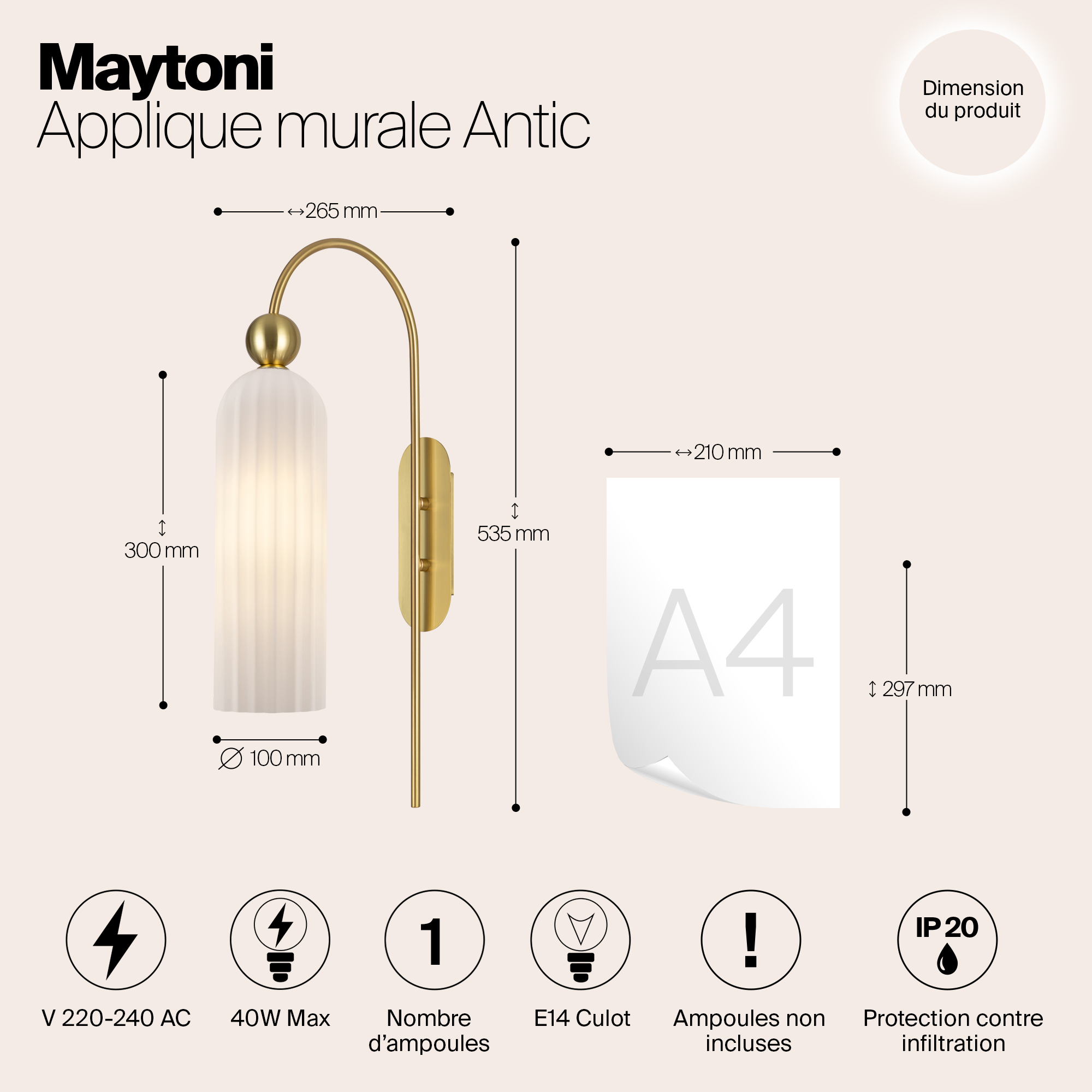 картинка Настенный светильник (бра) Maytoni MOD302WL-01GR от магазина pro-decor.kz