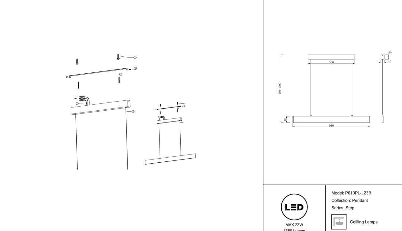 картинка Подвесной светодиодный светильник Maytoni Step P010PL-L23B от магазина pro-decor.kz