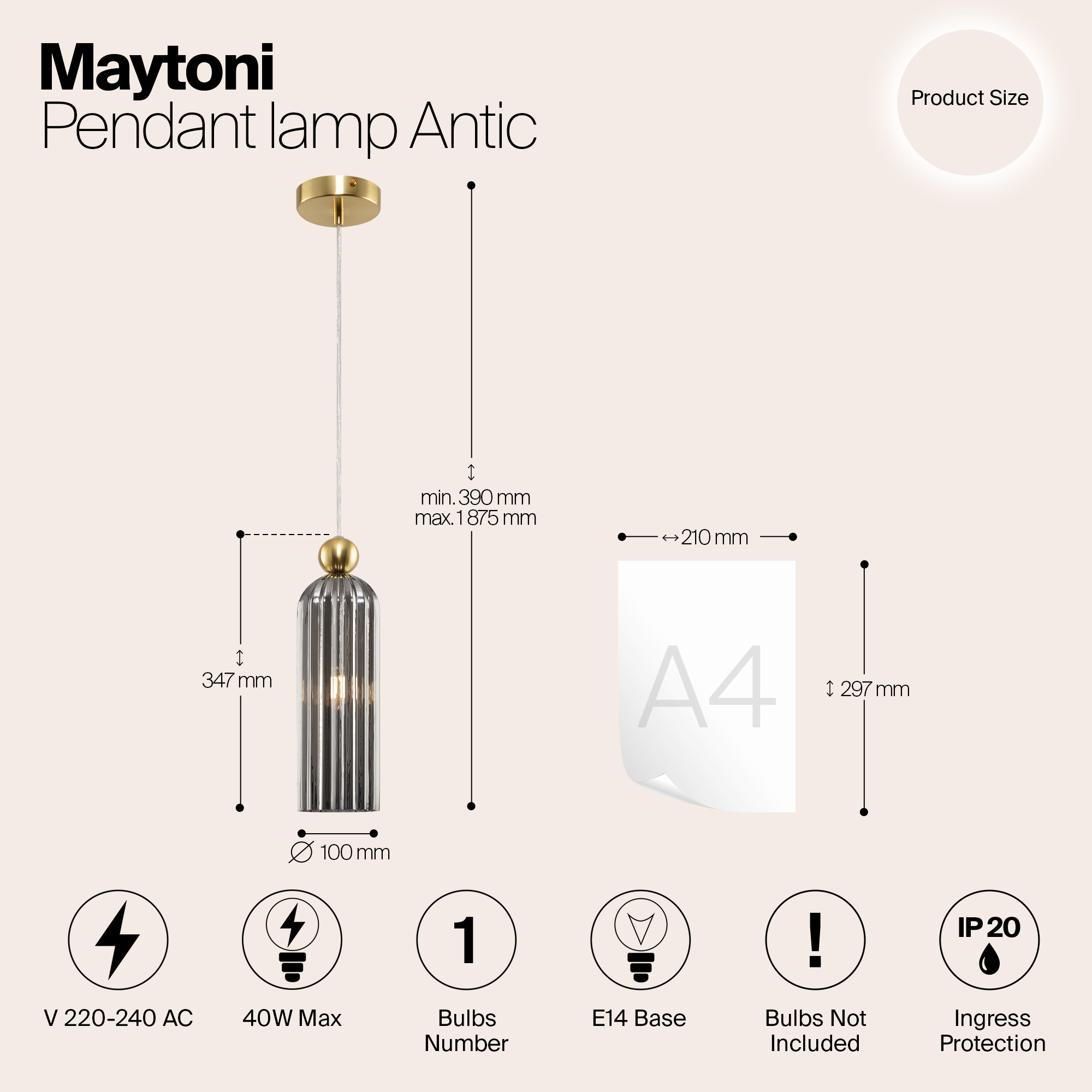 картинка Подвесной светильник Maytoni MOD302PL-01GR от магазина pro-decor.kz