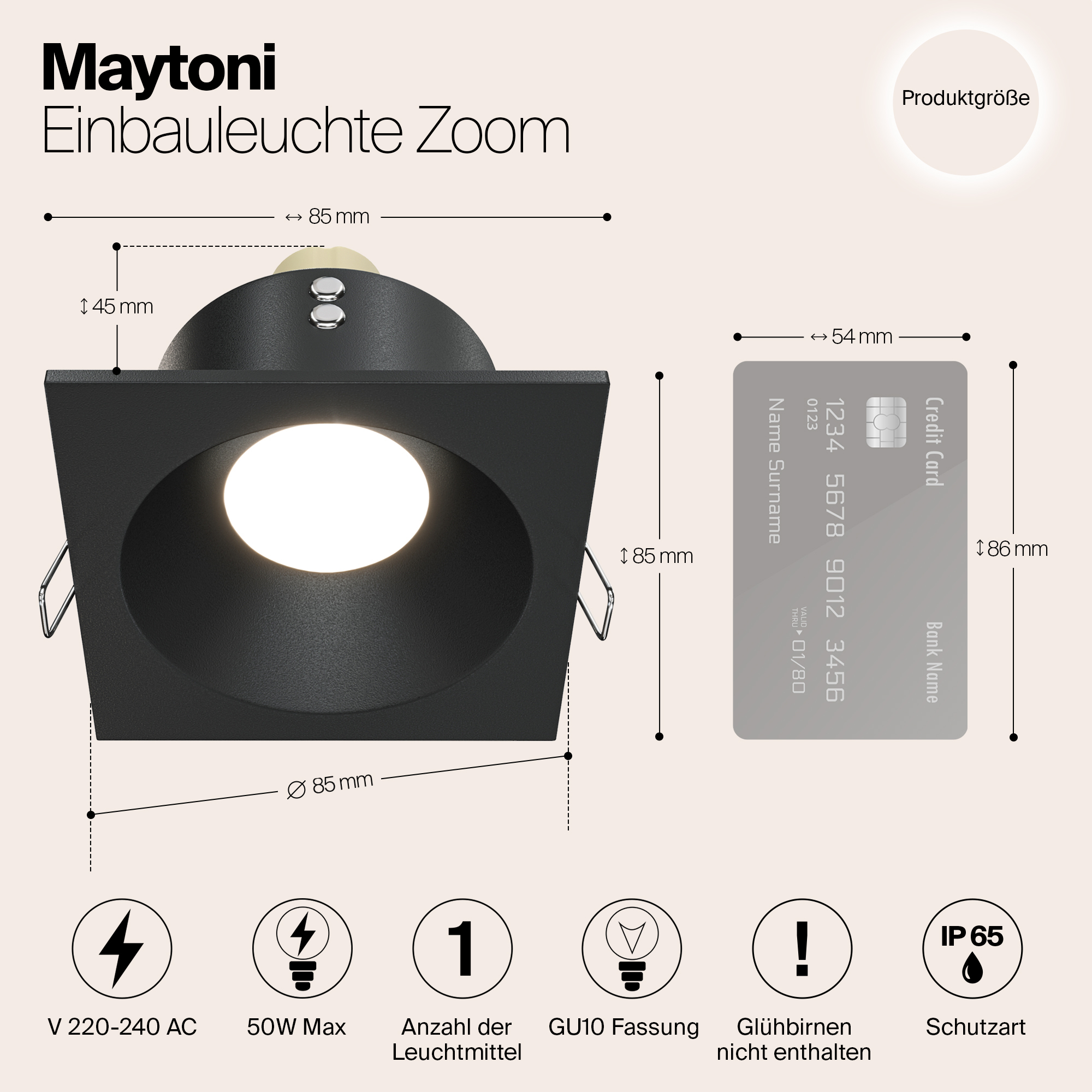 картинка Встраиваемый светильник Maytoni Zoom DL033-2-01B от магазина pro-decor.kz