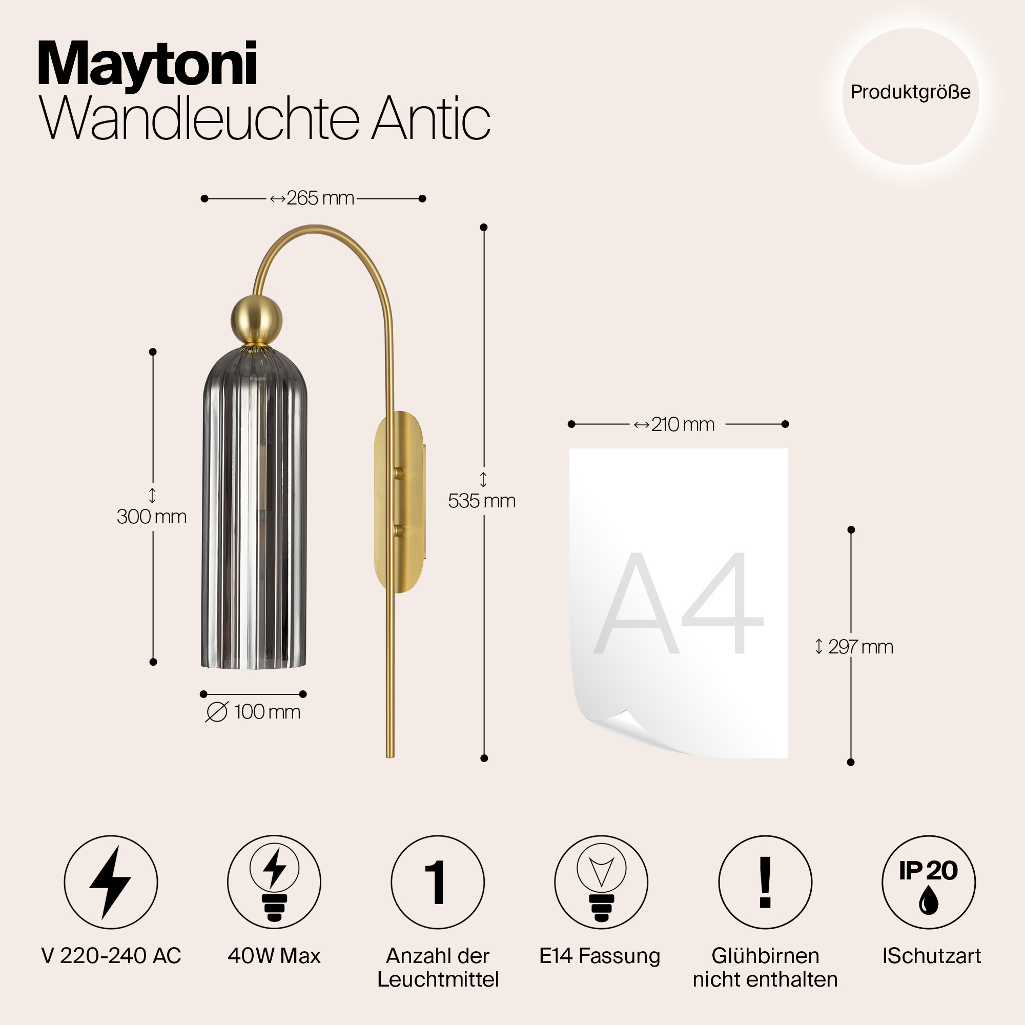 картинка Настенный светильник (бра) Maytoni MOD302WL-01GR от магазина pro-decor.kz