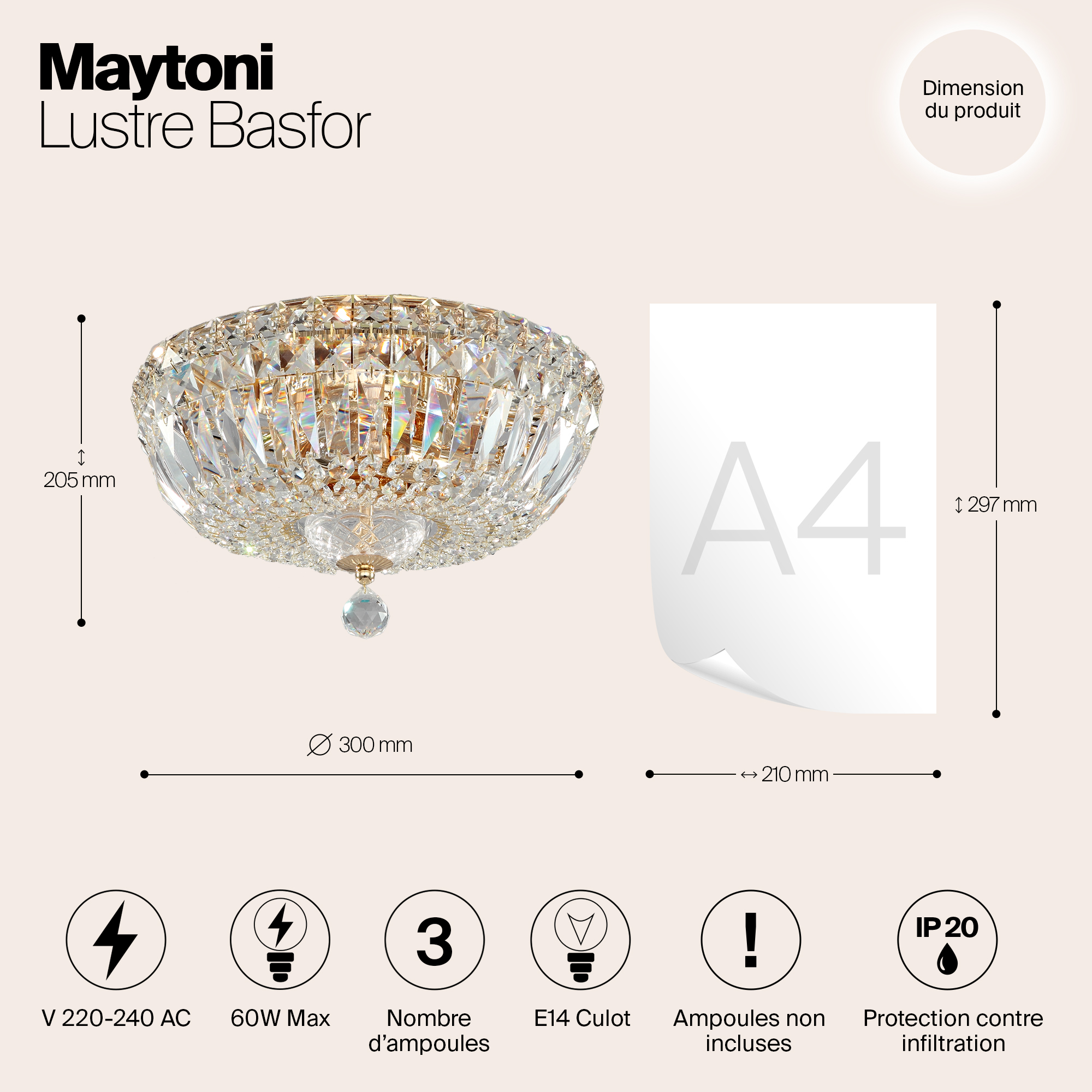 картинка Потолочный светильник Maytoni Basfor DIA100-CL-03-G от магазина pro-decor.kz