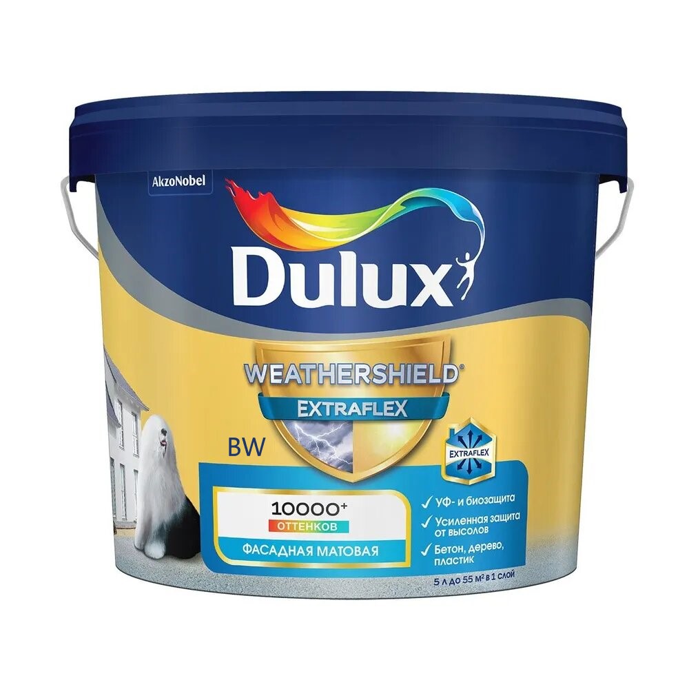Купить Краска фасадная Dulux Weathershield Extraflex BW 5л Краска фасадная Dulux Weathershield Extraflex BW 5л