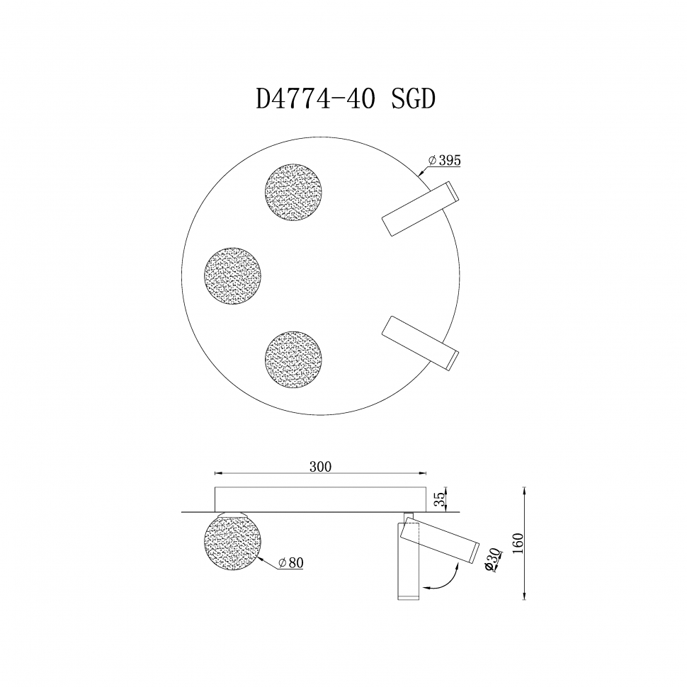 картинка Светильник потолочный iLedex Telescope iLedex D4774-40 SGD от магазина pro-decor.kz