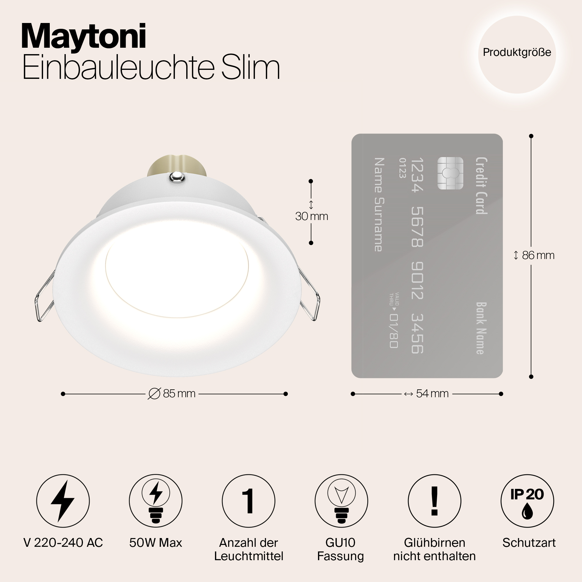 картинка Встраиваемый светильник Maytoni Slim DL027-2-01W от магазина pro-decor.kz