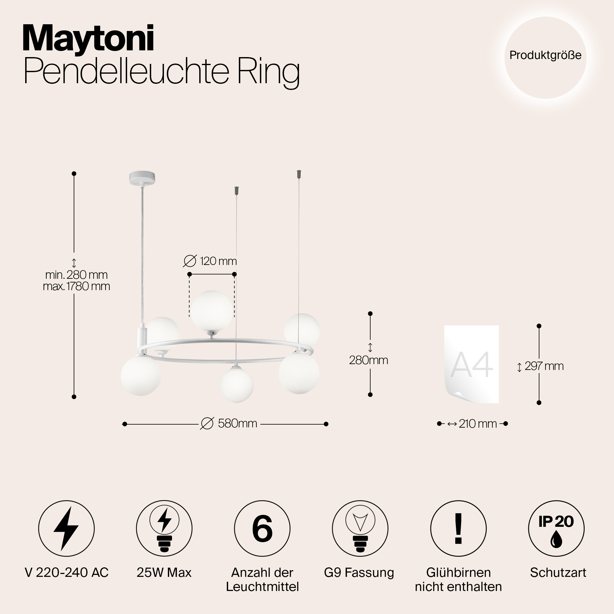 картинка Подвесная люстра Maytoni Ring MOD013PL-06W от магазина pro-decor.kz
