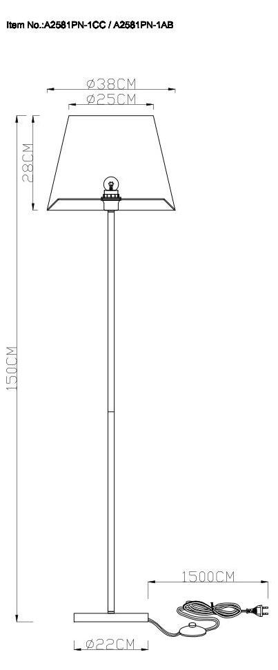 картинка Торшер Arte Lamp Elba A2581PN-1AB от магазина pro-decor.kz