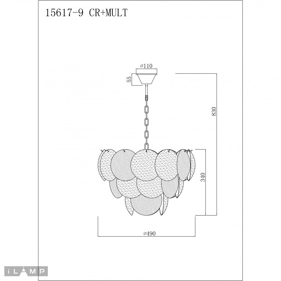 картинка Светильник подвесной iLamp Rivoli 15617-9 CR+MULT от магазина pro-decor.kz
