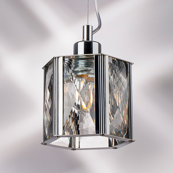 картинка 722014 Люстра LIMPIO 1х40W E27 ХРОМ/ПРОЗРАЧНЫЙ от магазина pro-decor.kz