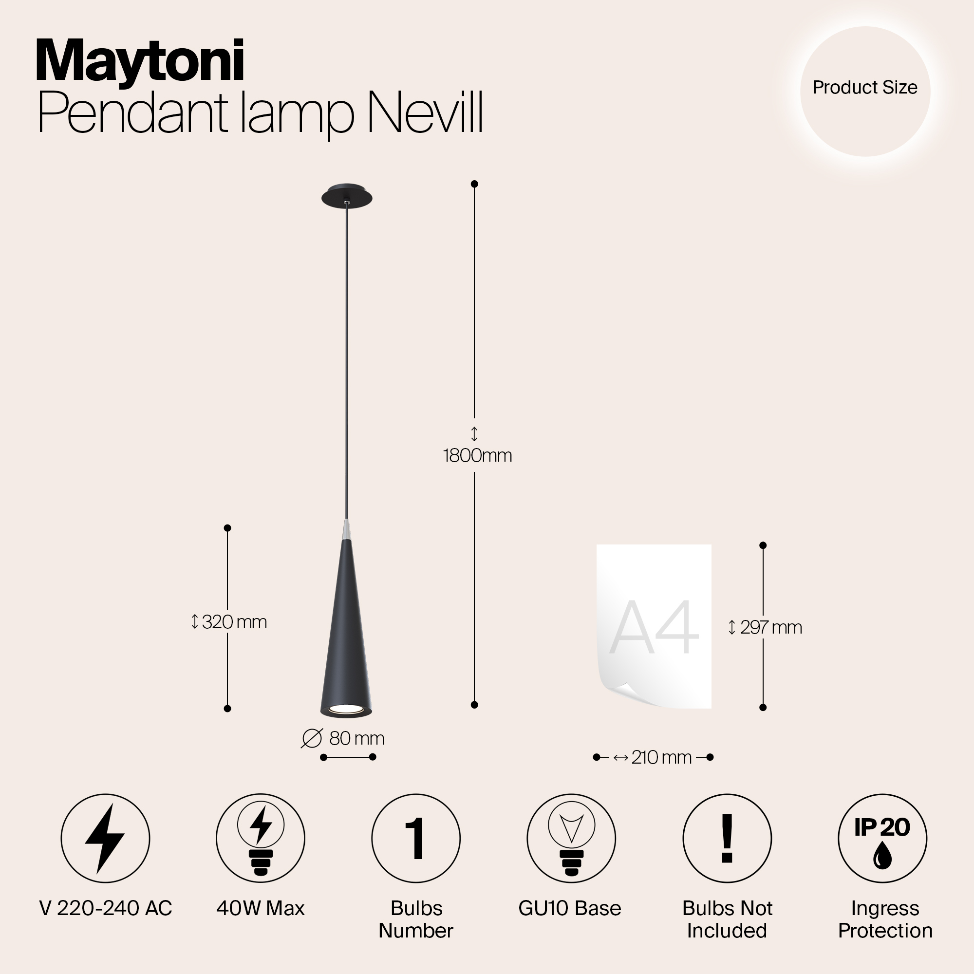 картинка Подвесной светильник Maytoni Nevill P318PL-01B от магазина pro-decor.kz