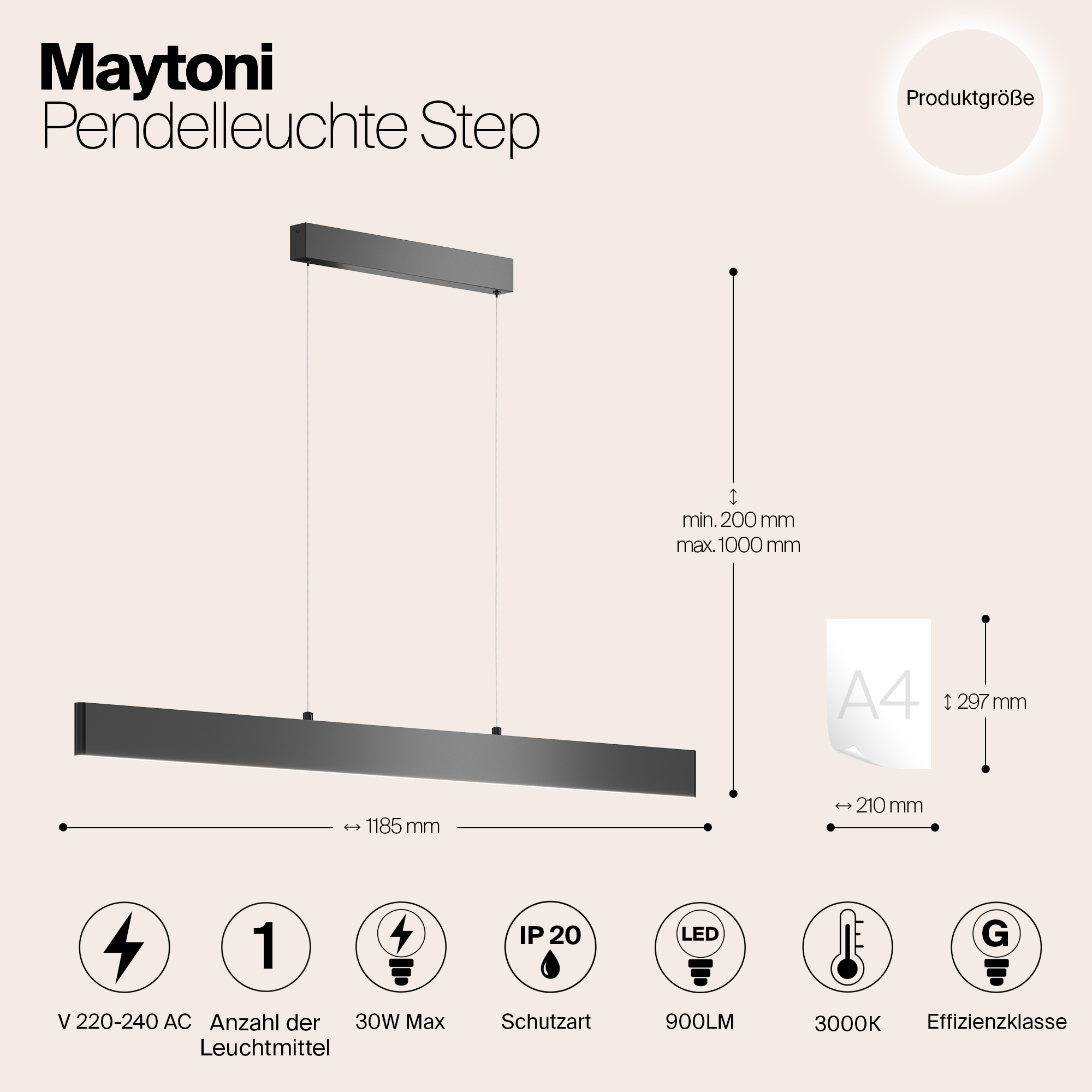 картинка Подвесной светодиодный светильник Maytoni Step P010PL-L30B от магазина pro-decor.kz