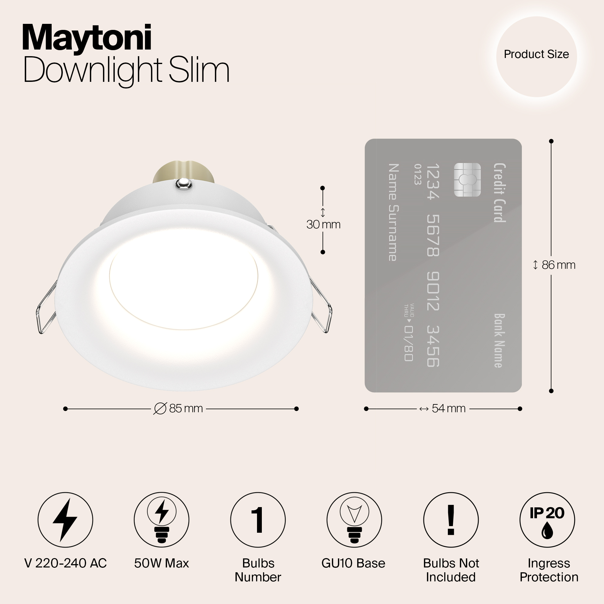 картинка Встраиваемый светильник Maytoni Slim DL027-2-01W от магазина pro-decor.kz