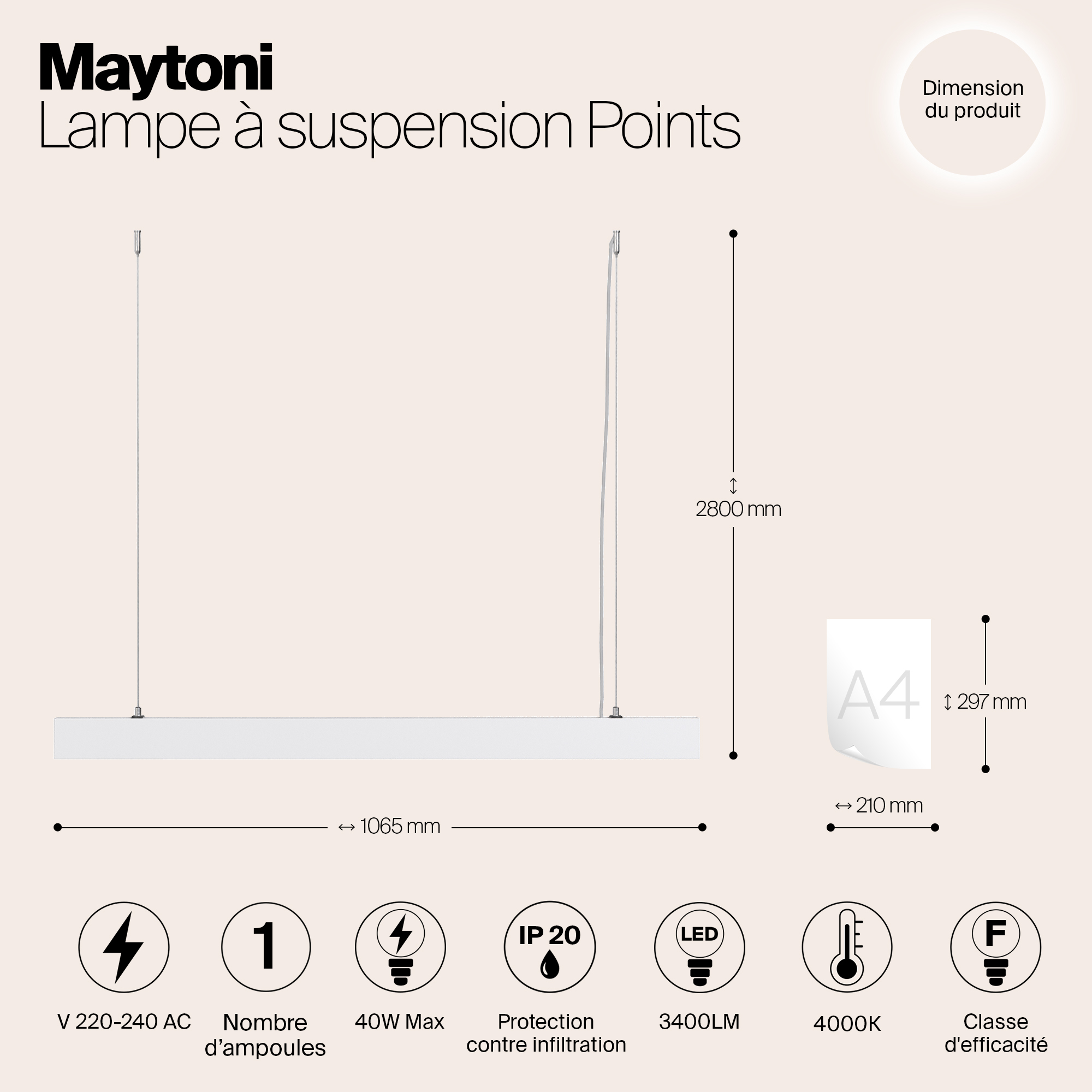 картинка Подвесной светодиодный светильник Maytoni Vinder P050PL-L40W4K от магазина pro-decor.kz