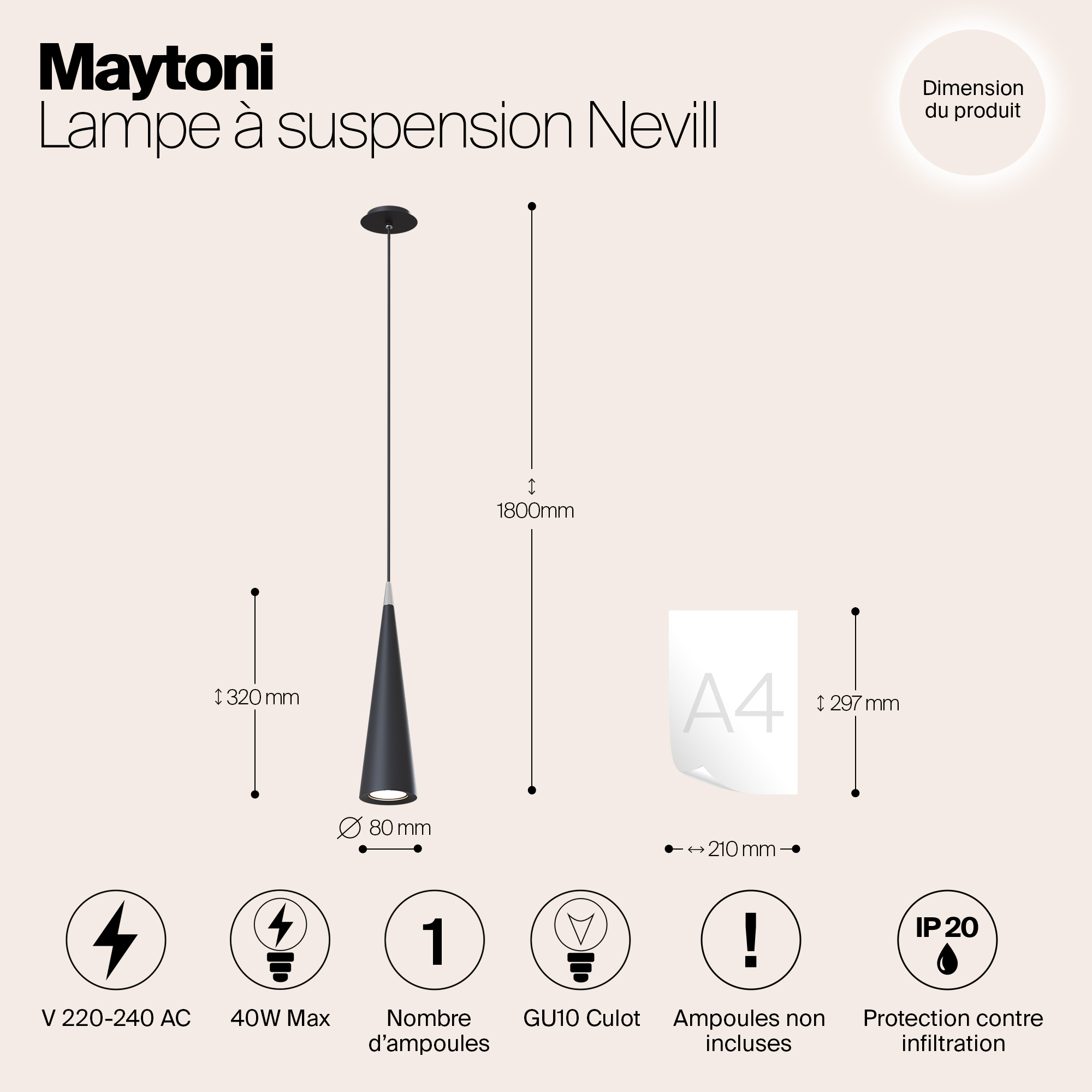 картинка Подвесной светильник Maytoni Nevill P318PL-01B от магазина pro-decor.kz