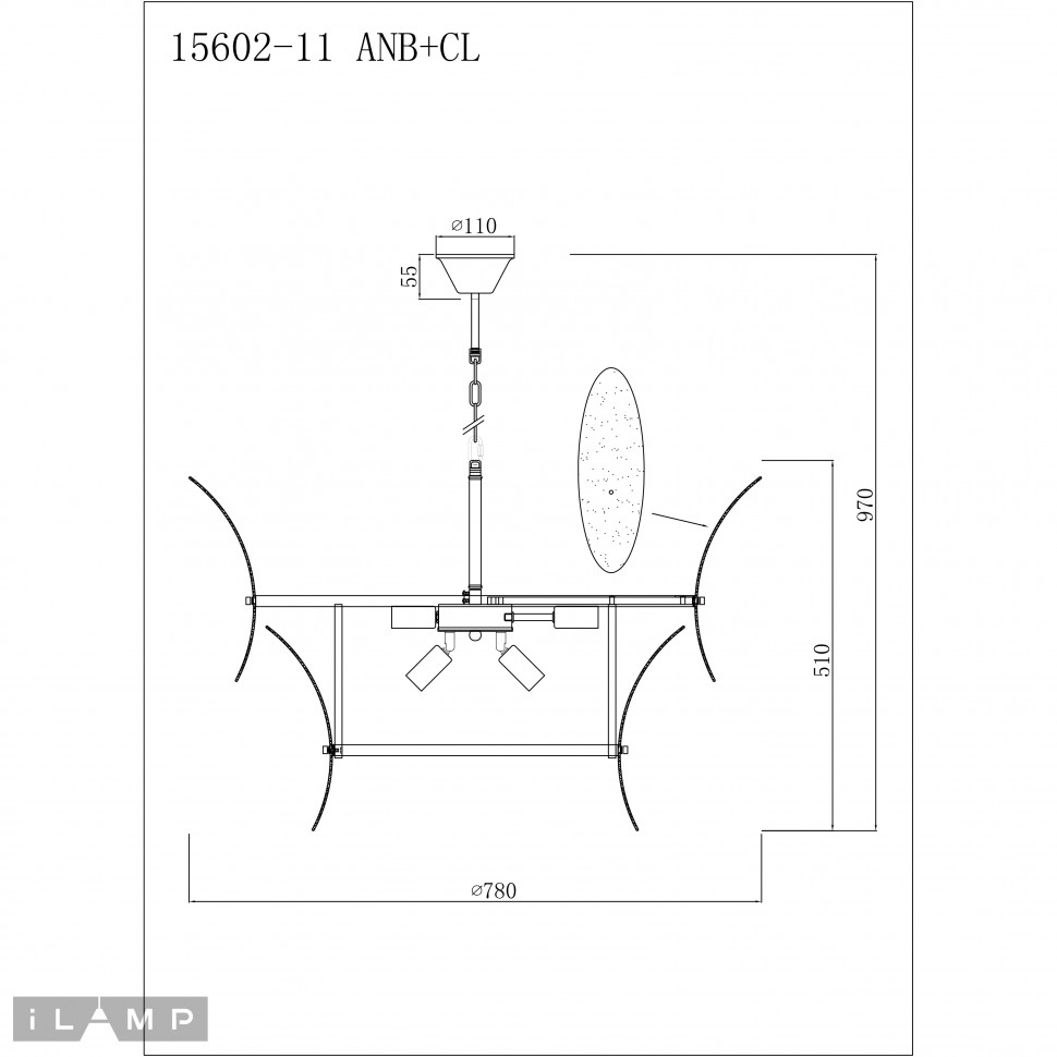 картинка Светильник подвесной iLamp Gramercy 15602-11 ANB+CL от магазина pro-decor.kz