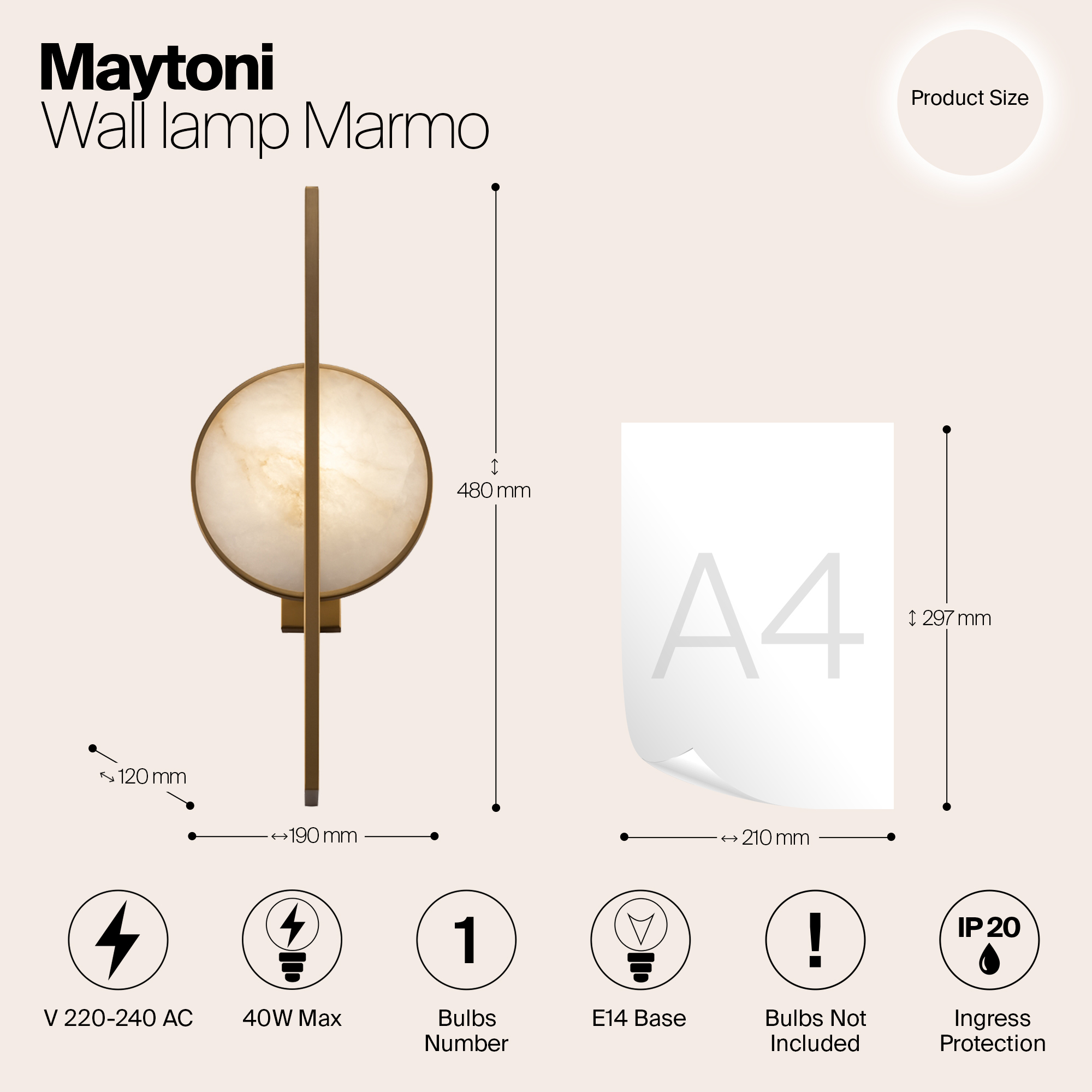 картинка Настенный светильник (бра) Maytoni MOD099WL-01G от магазина pro-decor.kz