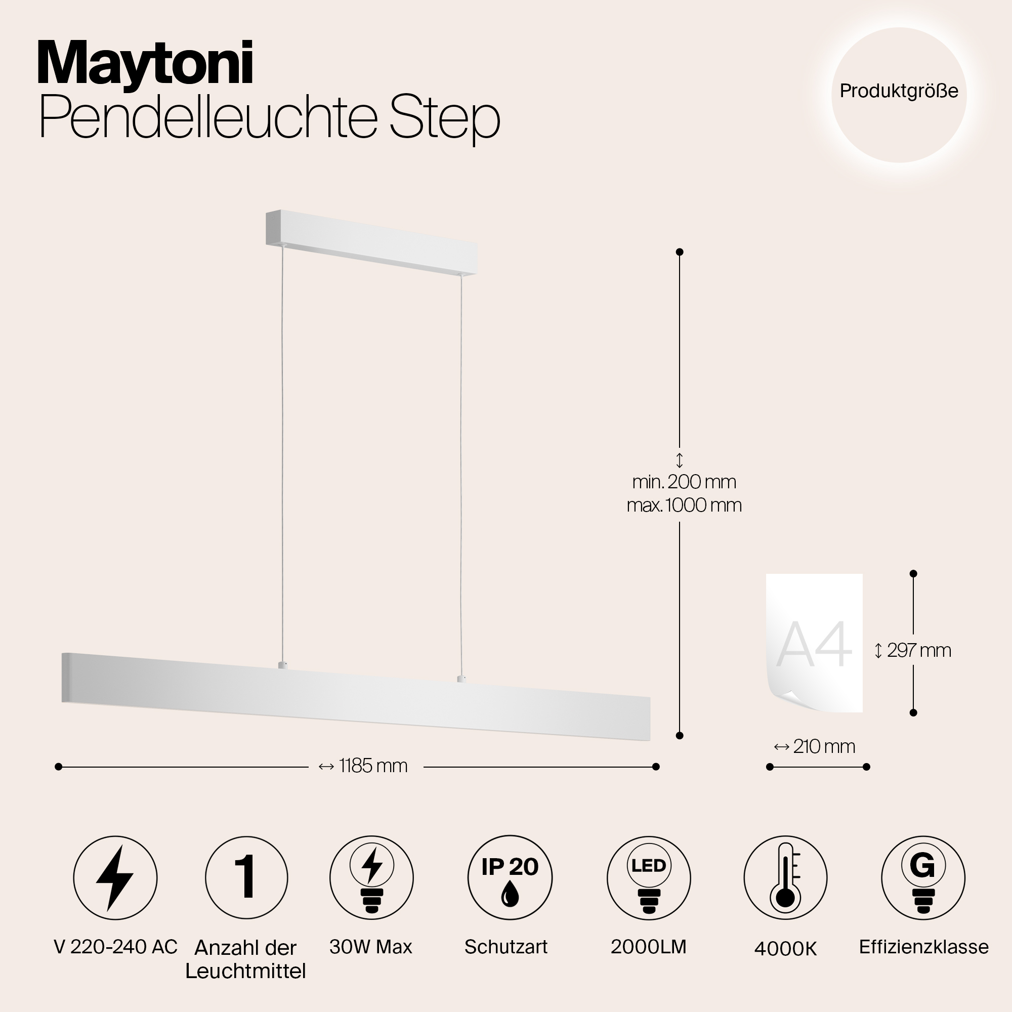 картинка Подвесной светодиодный светильник Maytoni Step P010PL-L30W4K от магазина pro-decor.kz