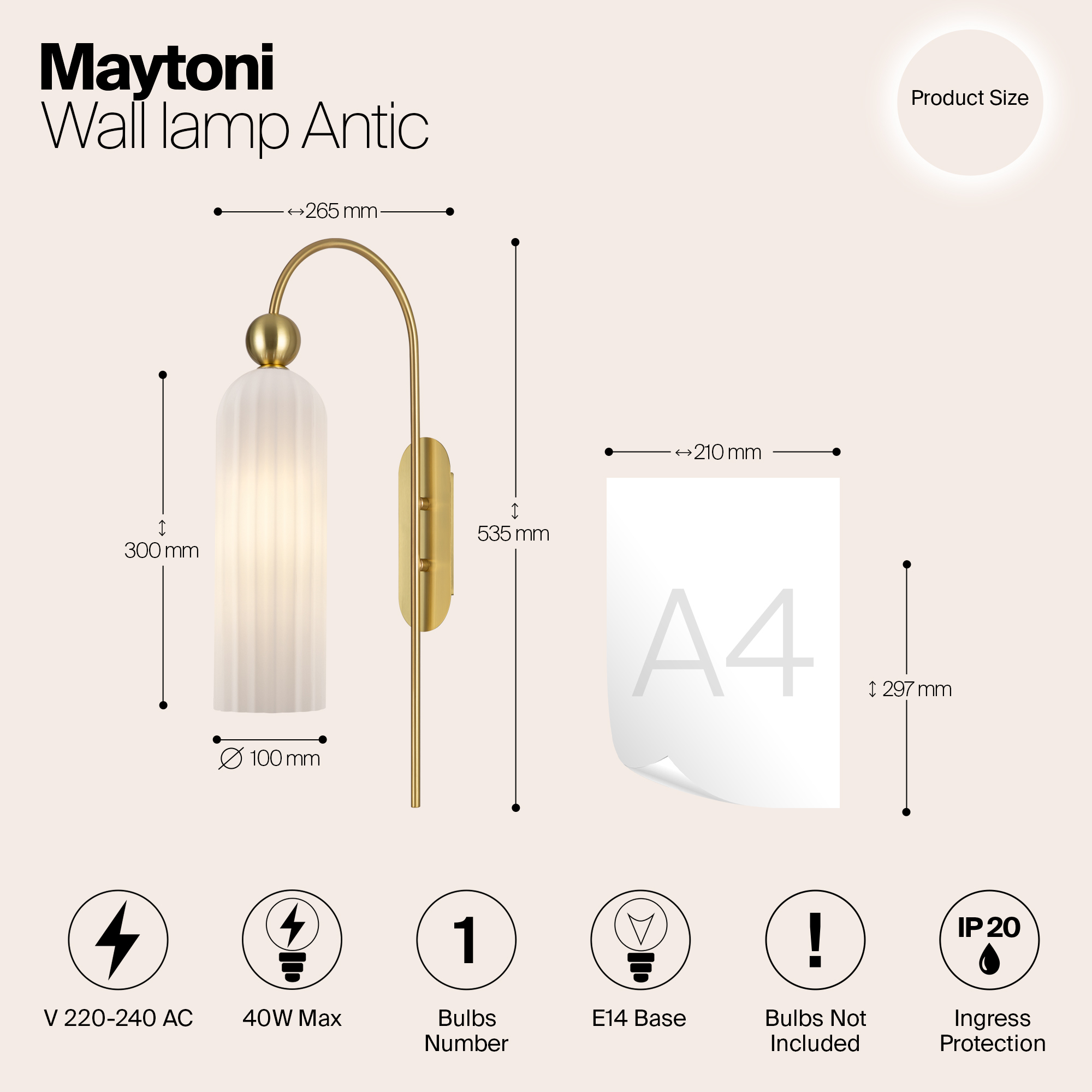 картинка Настенный светильник (бра) Maytoni MOD302WL-01GR от магазина pro-decor.kz