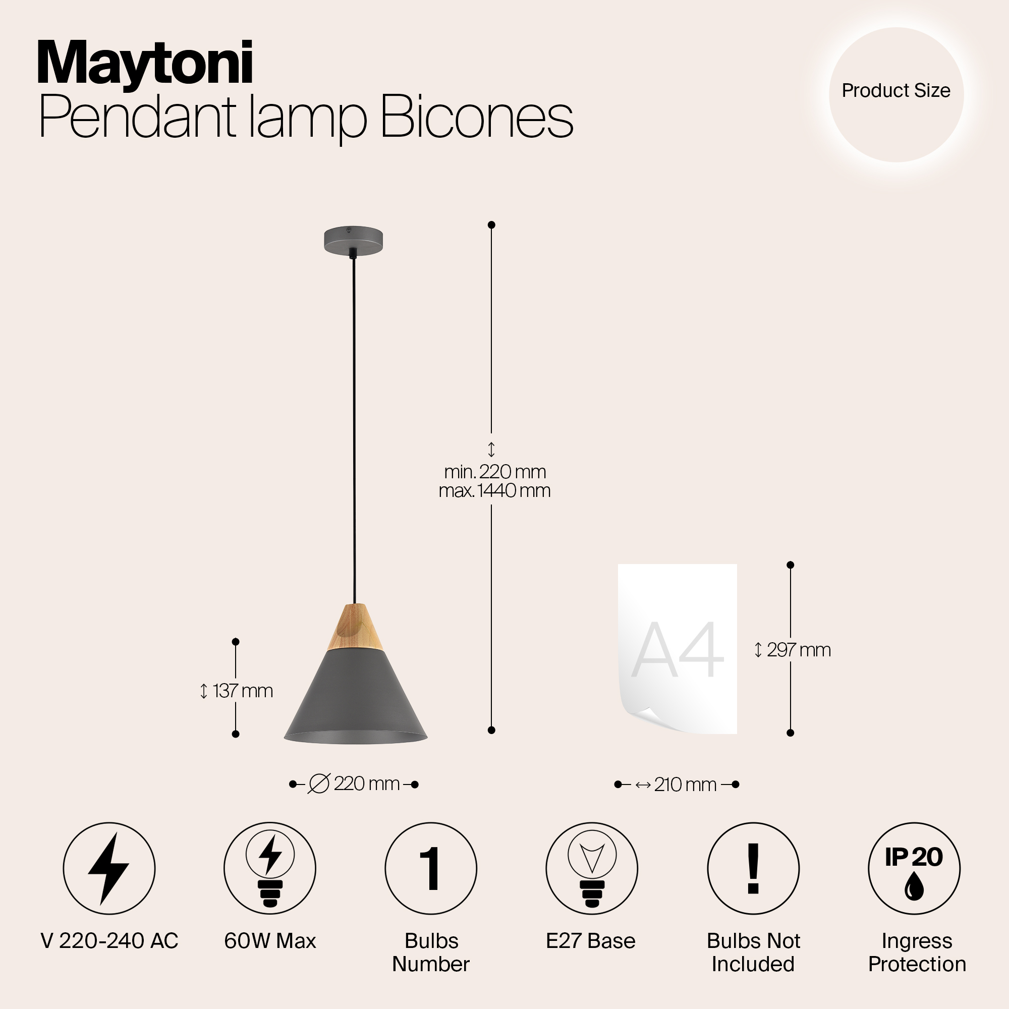 картинка Подвесной светильник Maytoni Bicones P359-PL-220-C от магазина pro-decor.kz