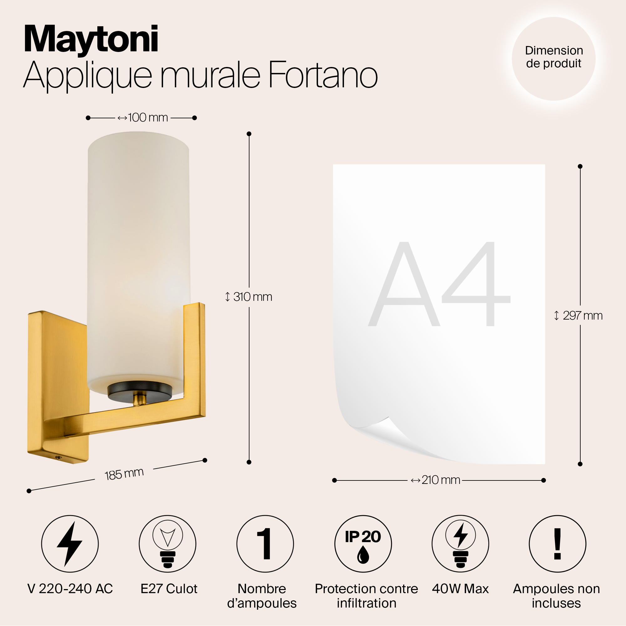 картинка Бра Maytoni Fortano MOD089WL-01BS от магазина pro-decor.kz