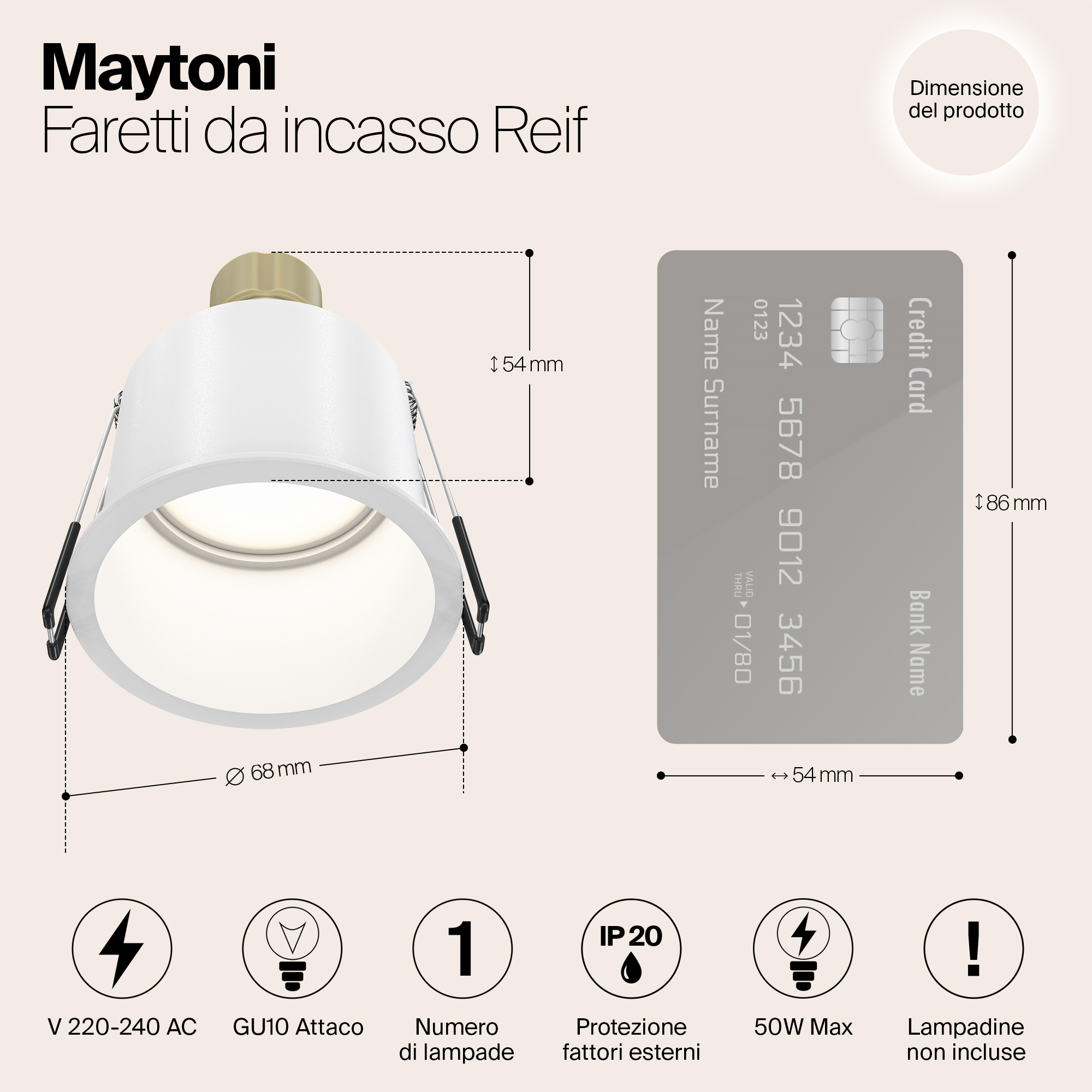 картинка Встраиваемый светильник Maytoni Reif DL049-01W от магазина pro-decor.kz