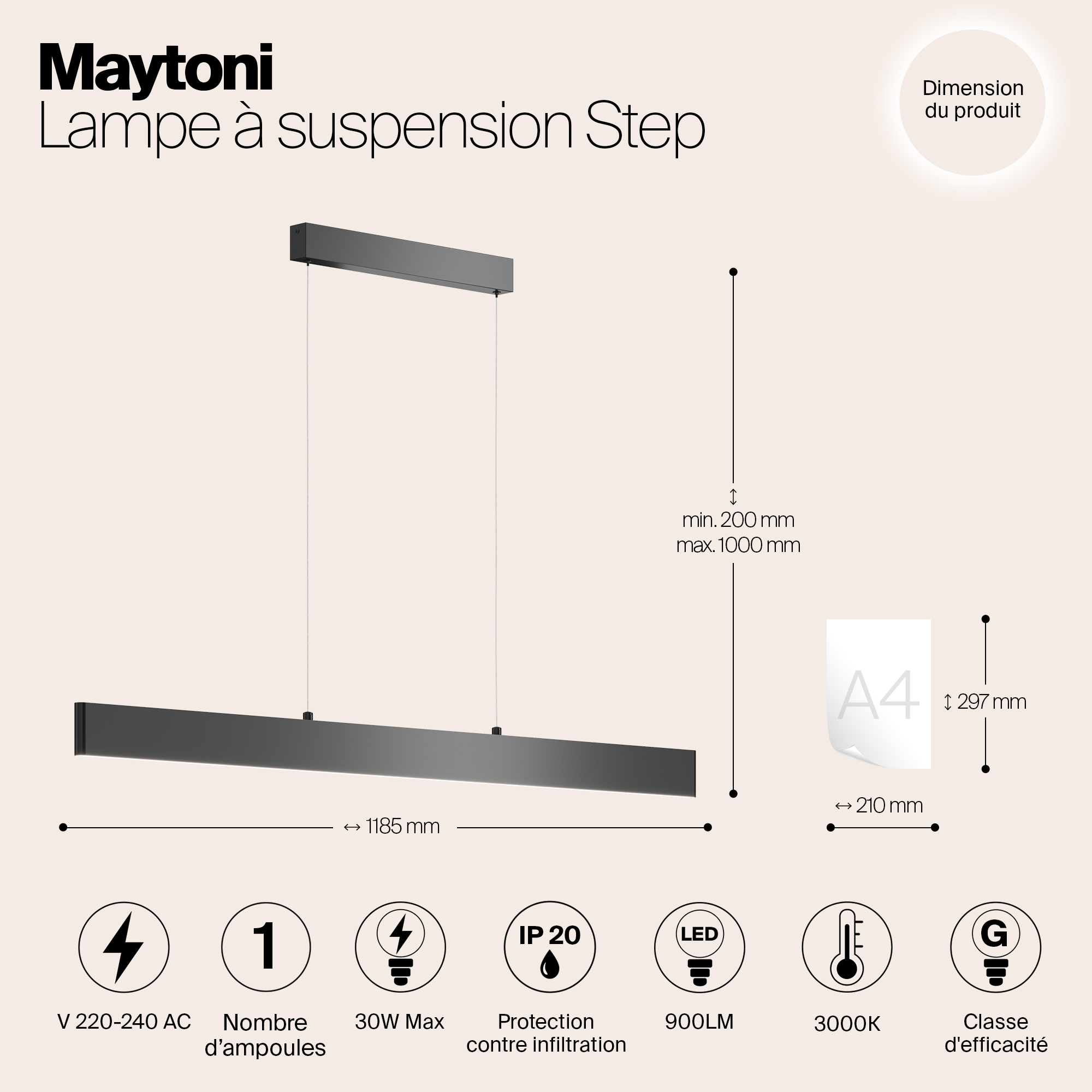 картинка Подвесной светодиодный светильник Maytoni Step P010PL-L30B от магазина pro-decor.kz