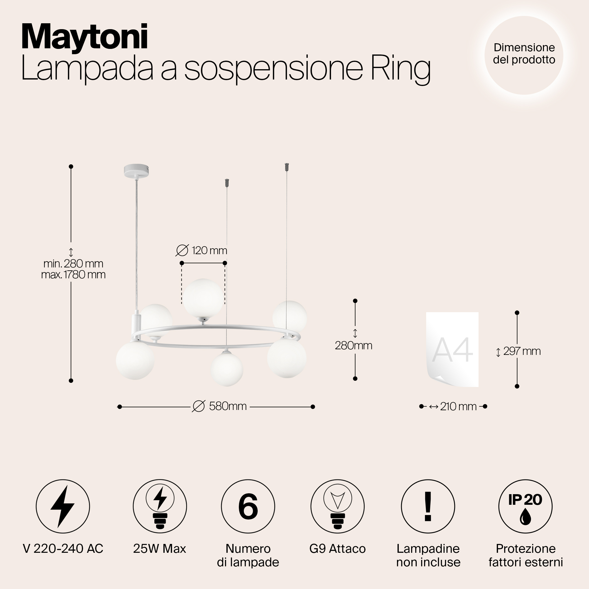 картинка Подвесная люстра Maytoni Ring MOD013PL-06W от магазина pro-decor.kz