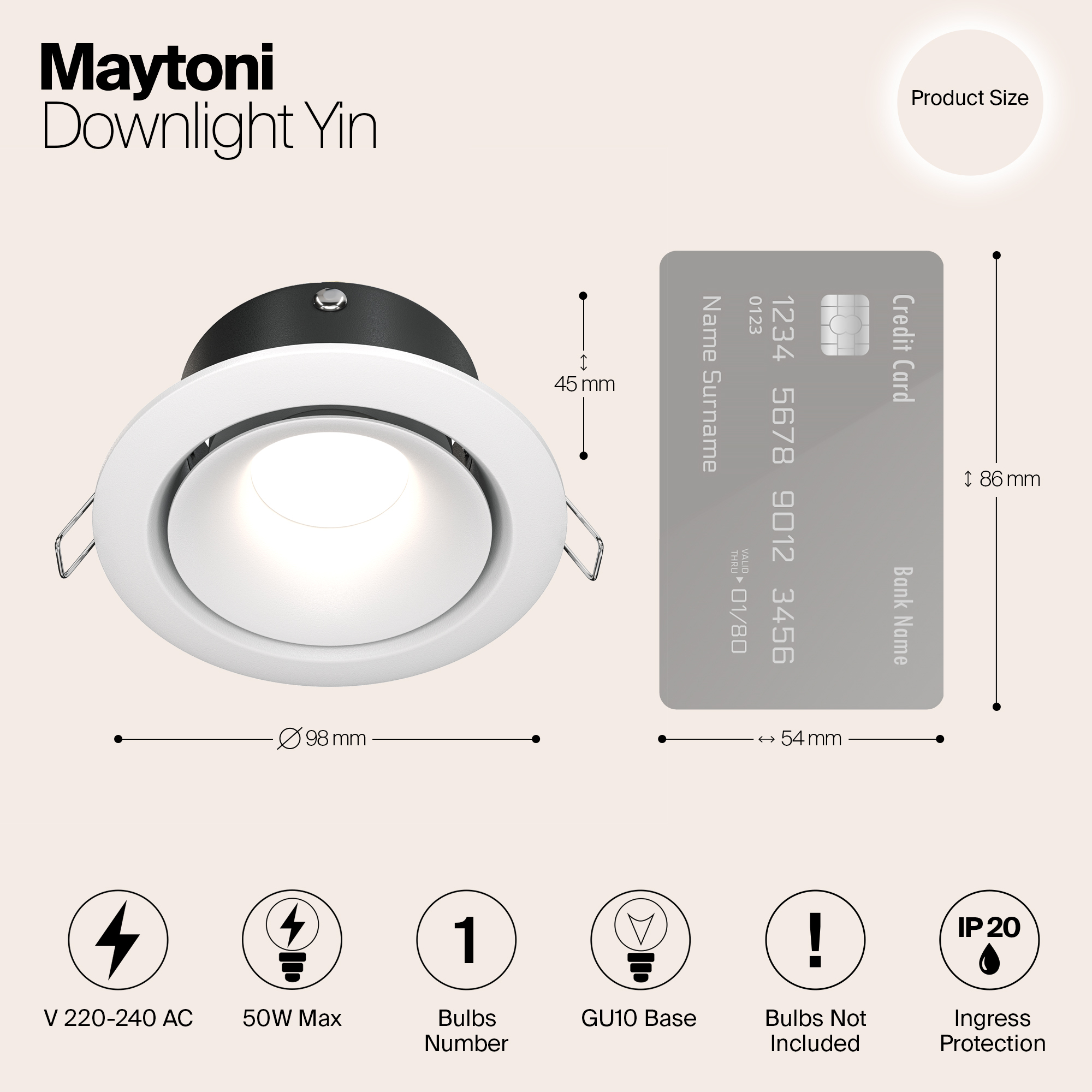картинка Встраиваемый светильник Maytoni Yin DL030-2-01W от магазина pro-decor.kz