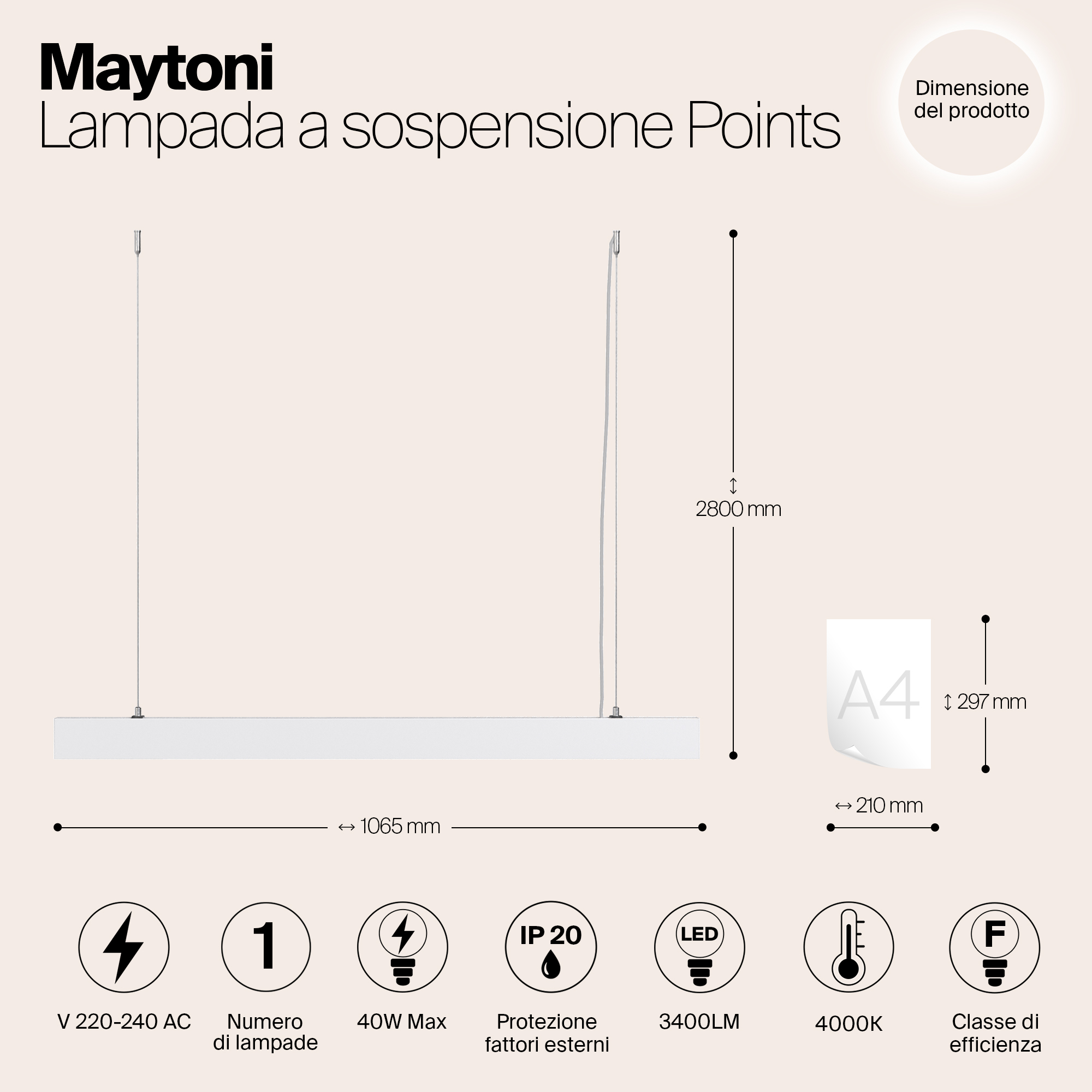картинка Подвесной светодиодный светильник Maytoni Vinder P050PL-L40W4K от магазина pro-decor.kz