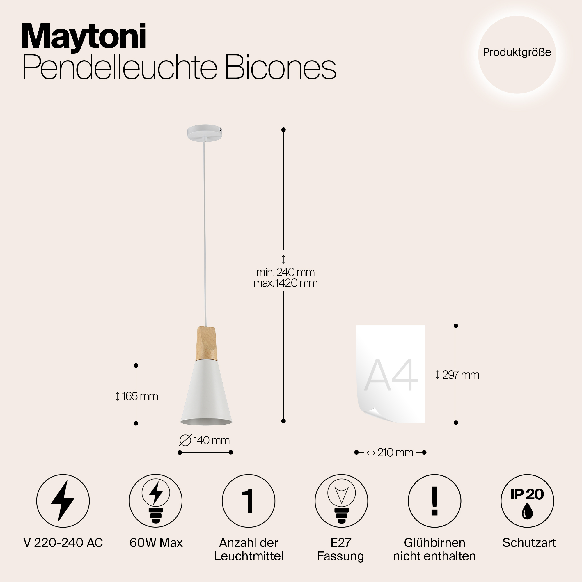 картинка Подвесной светильник Maytoni Bicones P359-PL-140-W от магазина pro-decor.kz