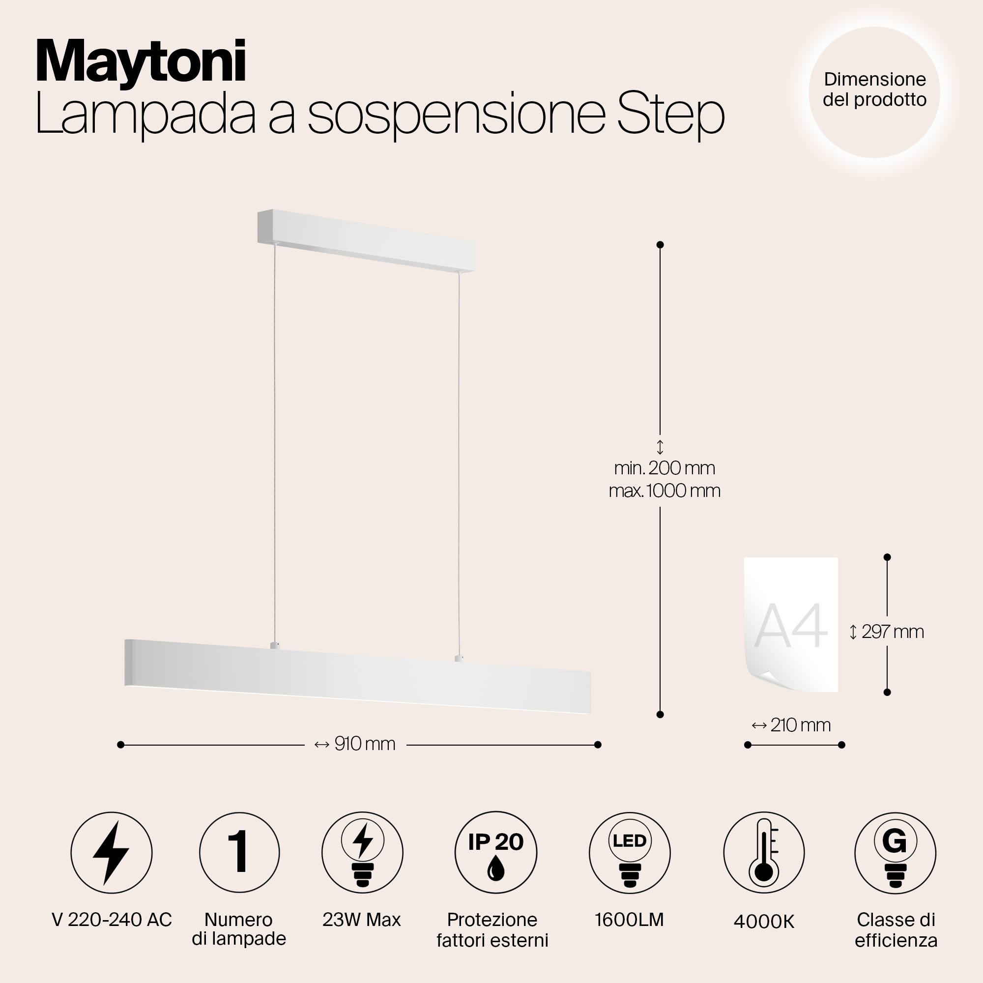 картинка Подвесной светодиодный светильник Maytoni Step P010PL-L23W4K от магазина pro-decor.kz