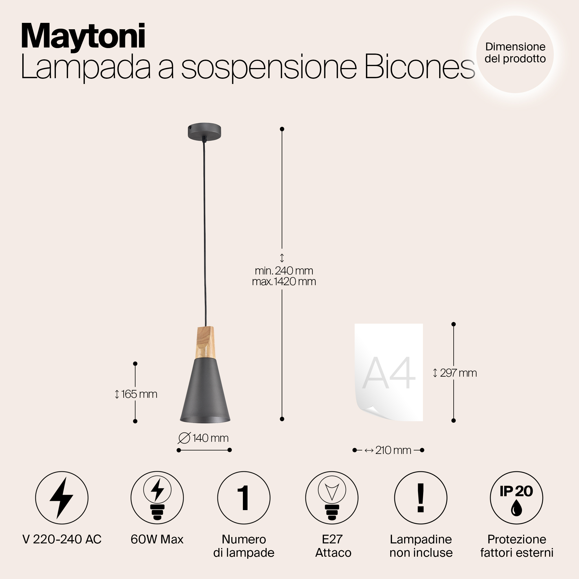 картинка Подвесной светильник Maytoni Bicones P359-PL-140-C от магазина pro-decor.kz