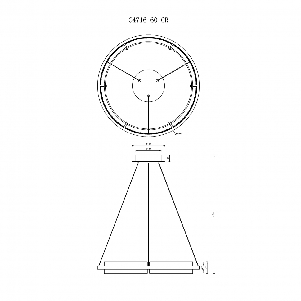 картинка Светильник подвесной iLedex Meridian iLedex C4716-60 CR от магазина pro-decor.kz