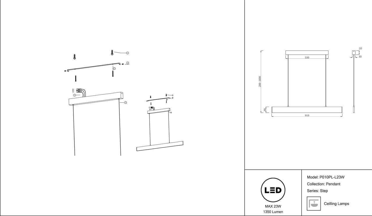 картинка Подвесной светодиодный светильник Maytoni Step P010PL-L23W от магазина pro-decor.kz
