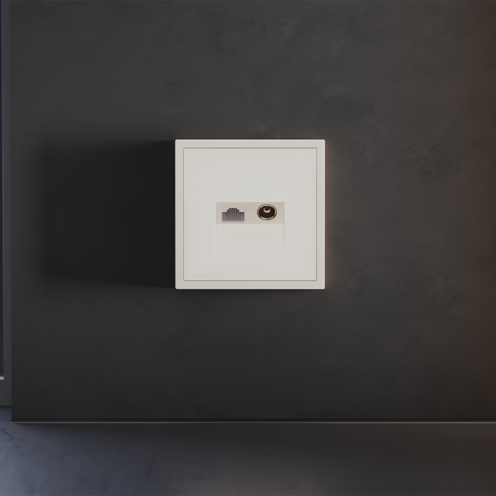 картинка Накладка для розетки TV+RJ45 кат. 6, S70 (хлопок) от магазина pro-decor.kz