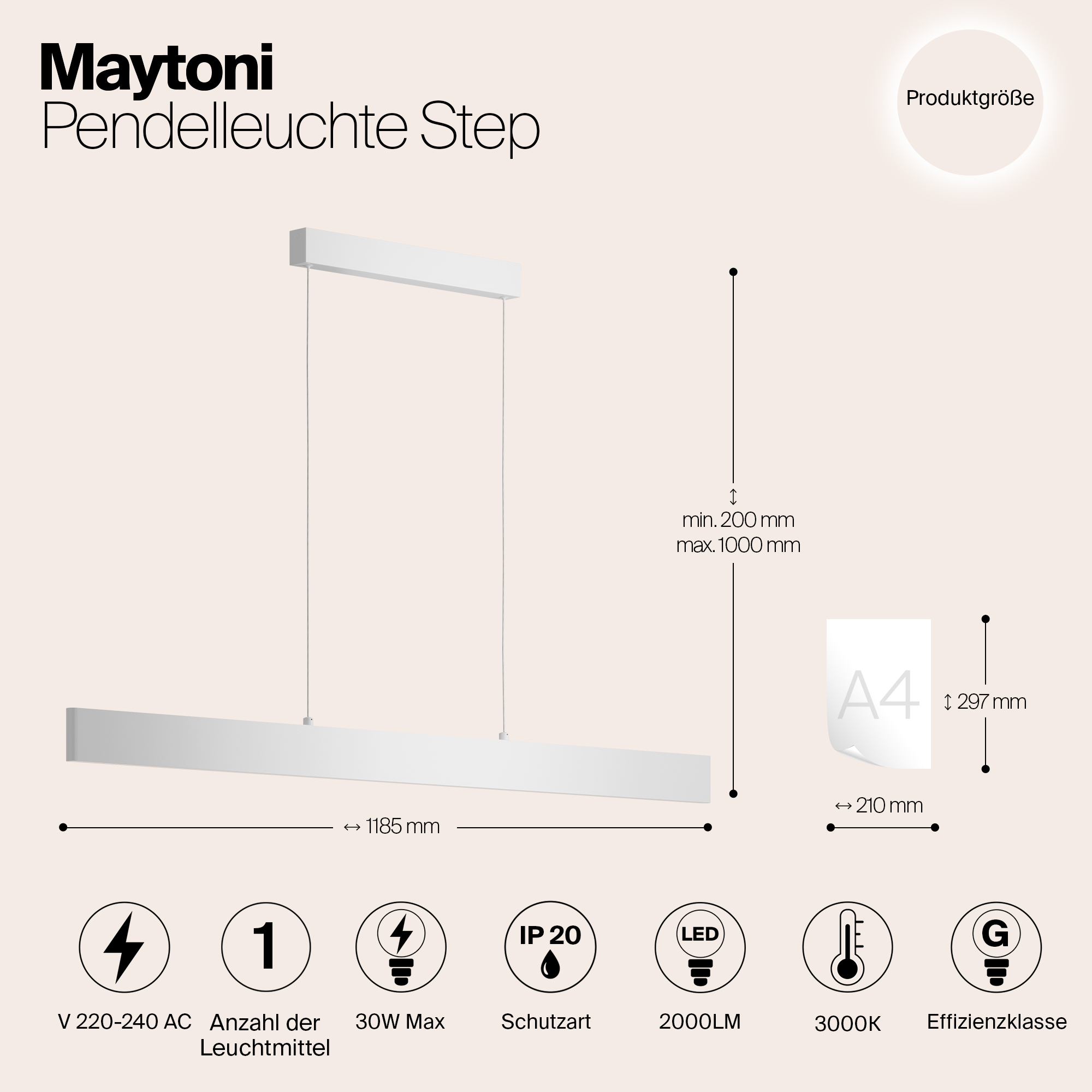 картинка Подвесной светодиодный светильник Maytoni Step P010PL-L30W от магазина pro-decor.kz