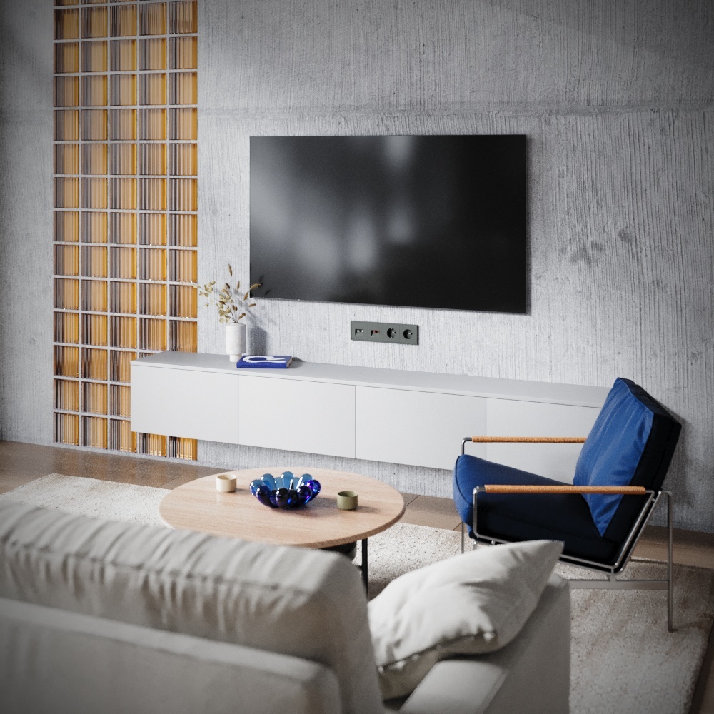 картинка Розетка телевизионная встраиваемая VOLTUM S70 TV+RJ45 кат. 6, (титан) от магазина pro-decor.kz