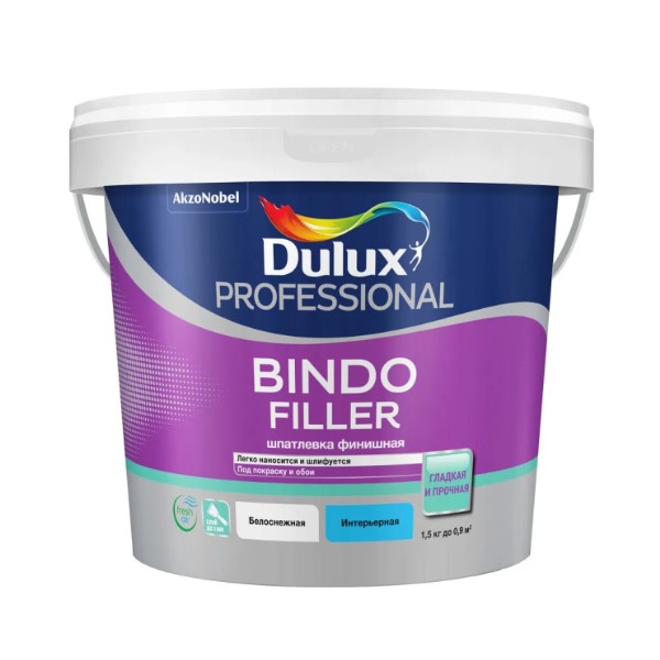 Купить Шпатлевка финишная Dulux Bindo Filler 0.9 л (1,5кг) Шпатлевка финишная Dulux Bindo Filler 0.9 л (1,5кг)
