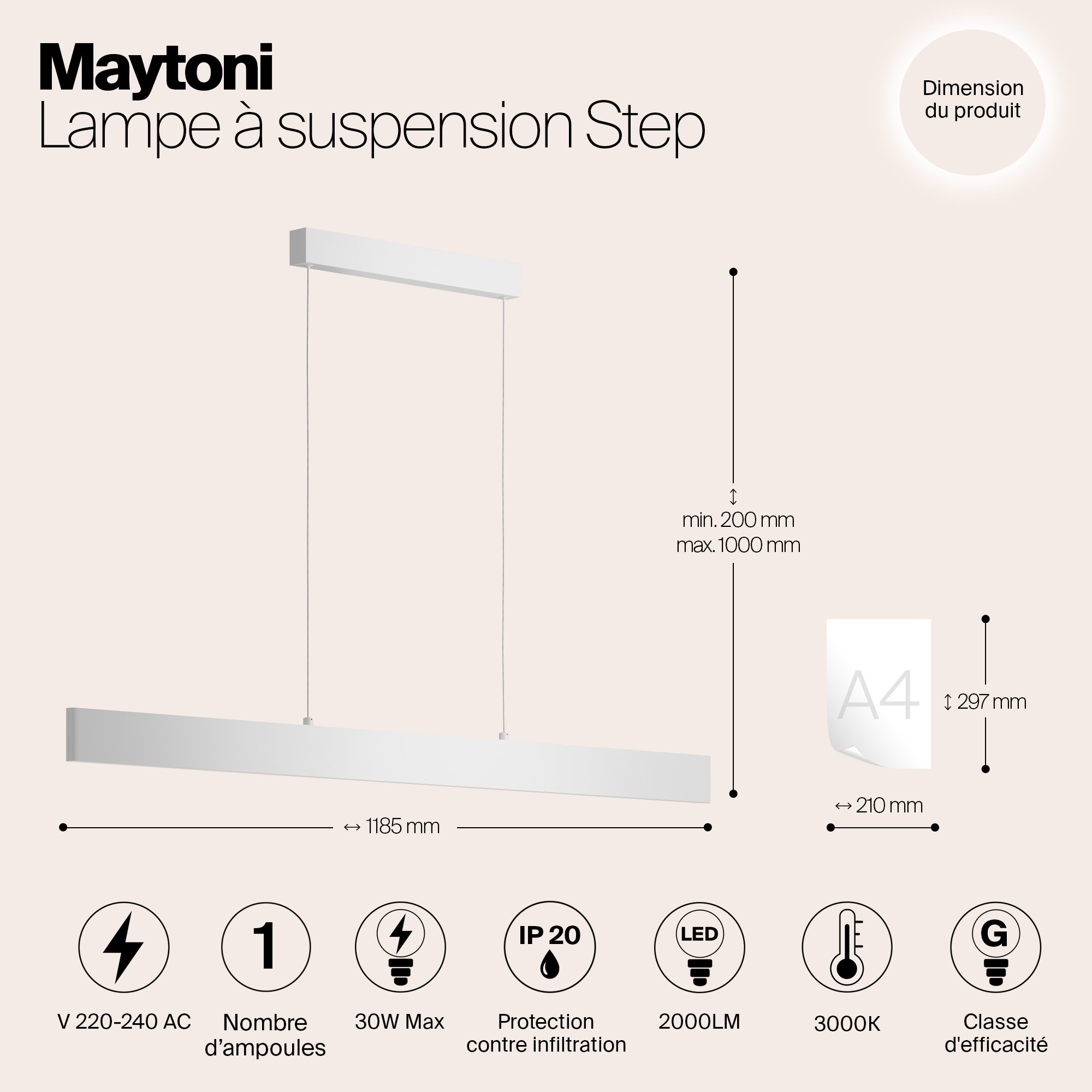 картинка Подвесной светодиодный светильник Maytoni Step P010PL-L30W от магазина pro-decor.kz