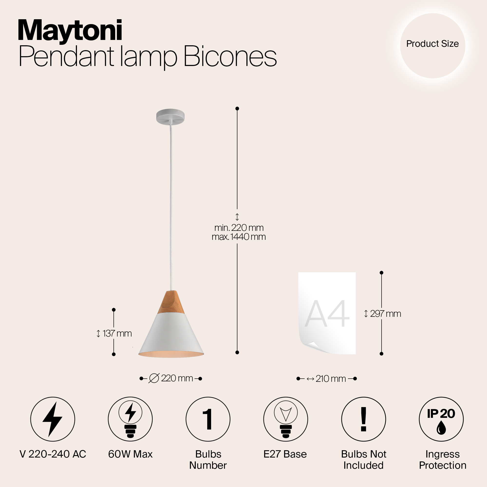 картинка Подвесной светильник Maytoni Bicones P359-PL-01-W от магазина pro-decor.kz