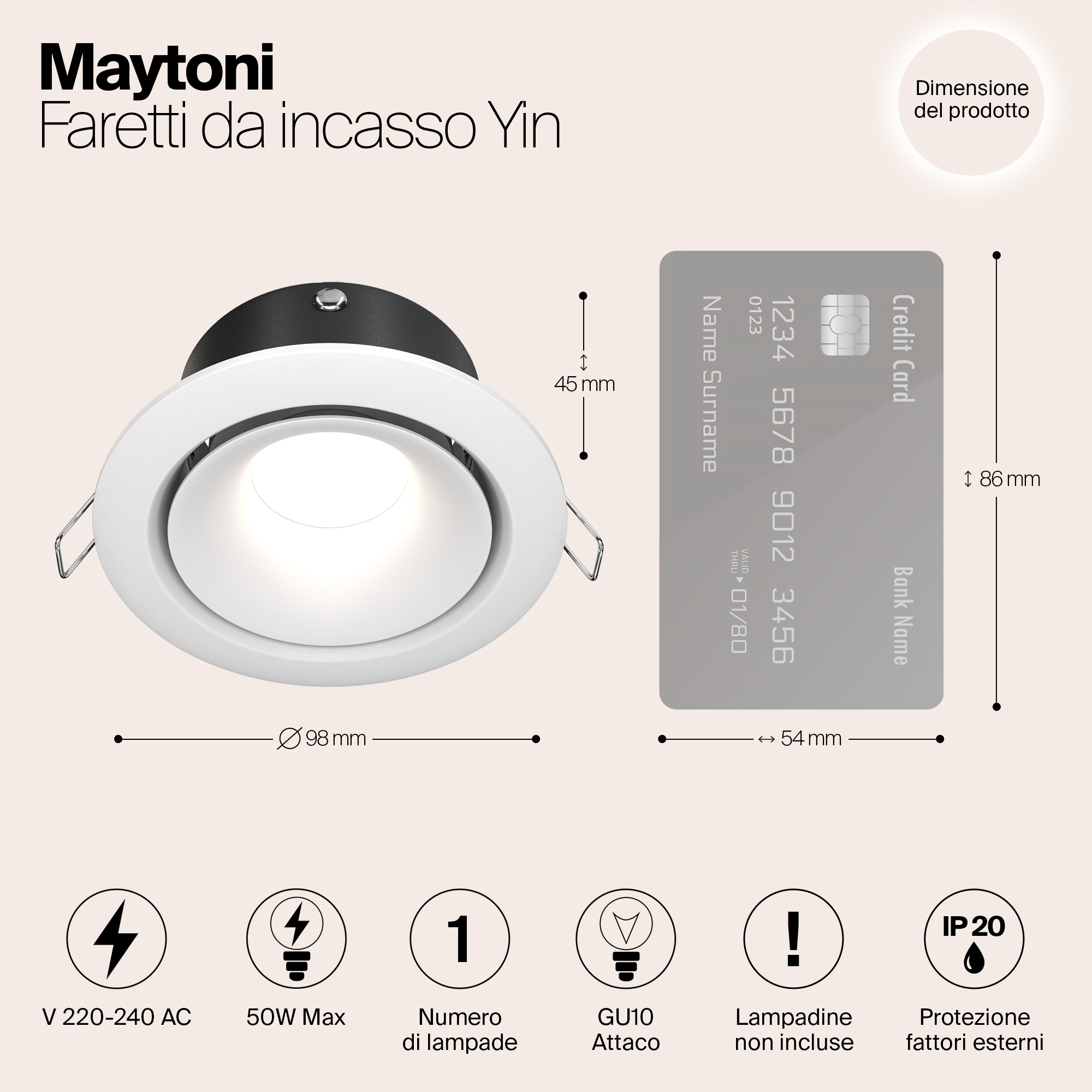 картинка Встраиваемый светильник Maytoni Yin DL030-2-01W от магазина pro-decor.kz