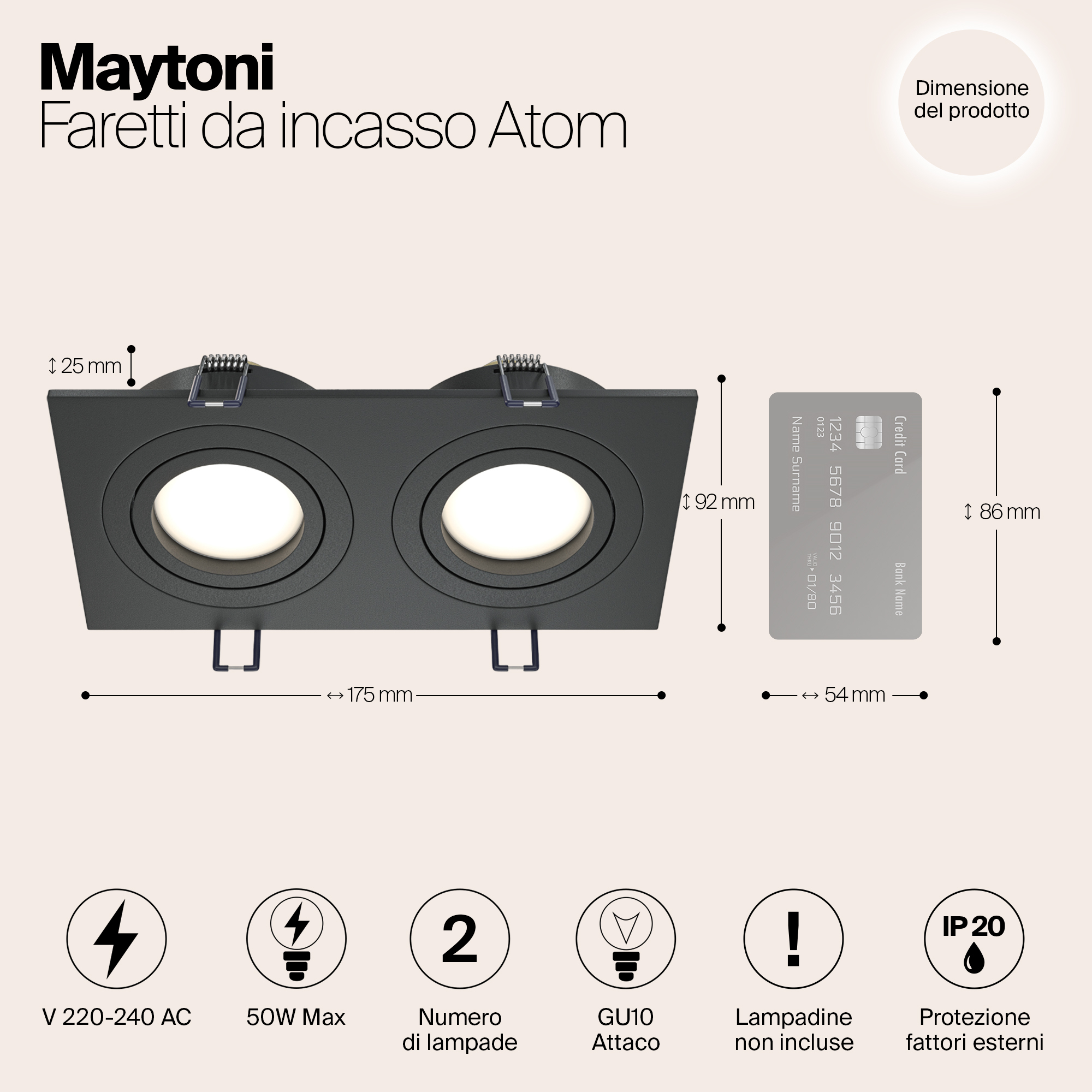 картинка Встраиваемый светильник Maytoni Atom DL024-2-02B от магазина pro-decor.kz