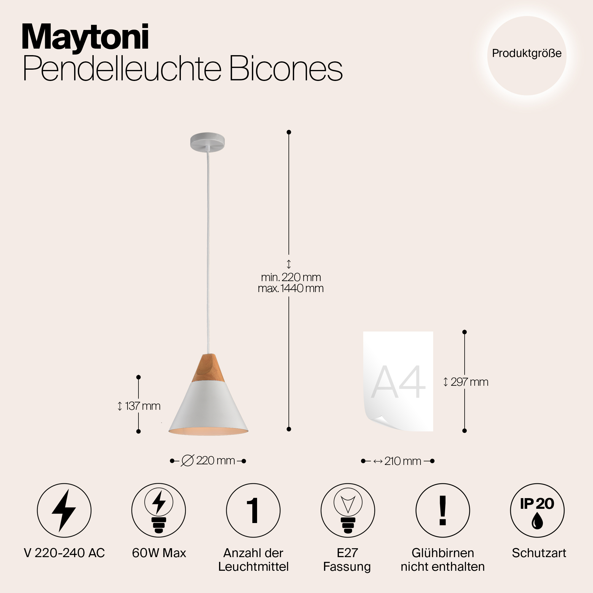 картинка Подвесной светильник Maytoni Bicones P359-PL-01-W от магазина pro-decor.kz