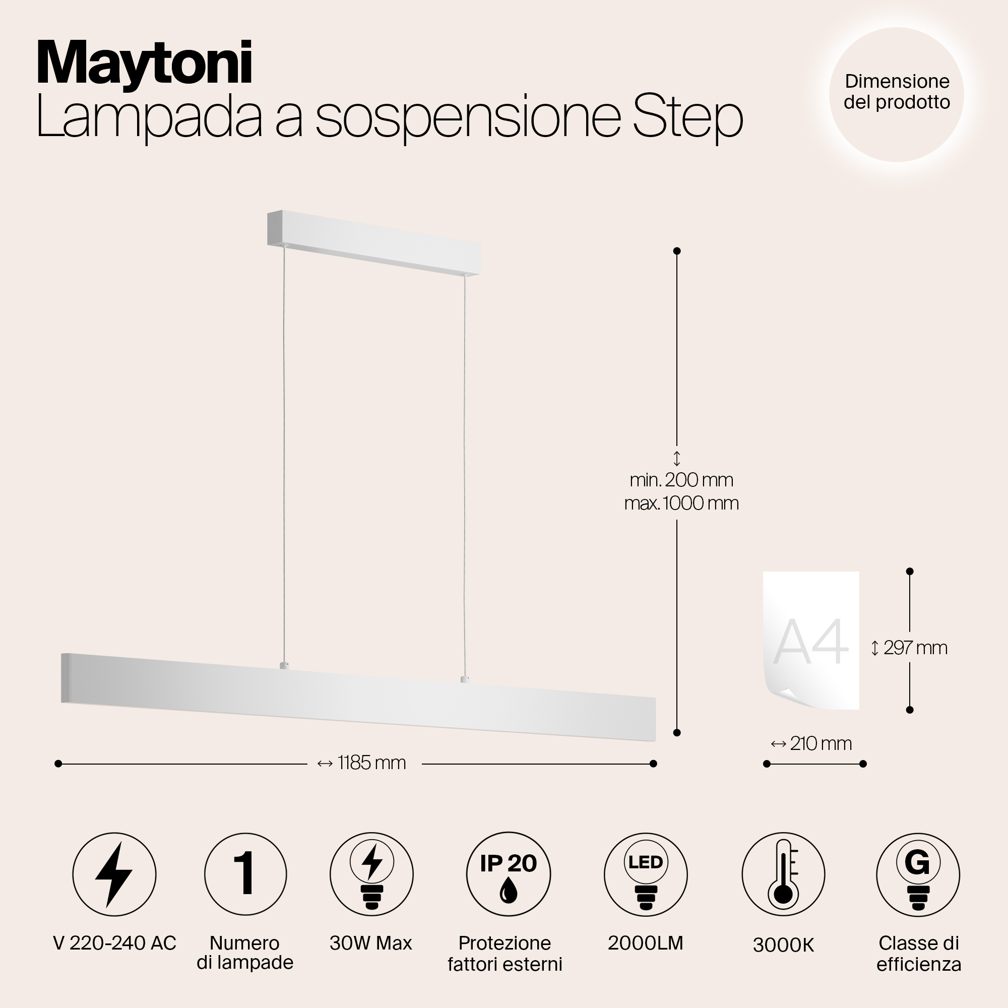 картинка Подвесной светодиодный светильник Maytoni Step P010PL-L30W от магазина pro-decor.kz