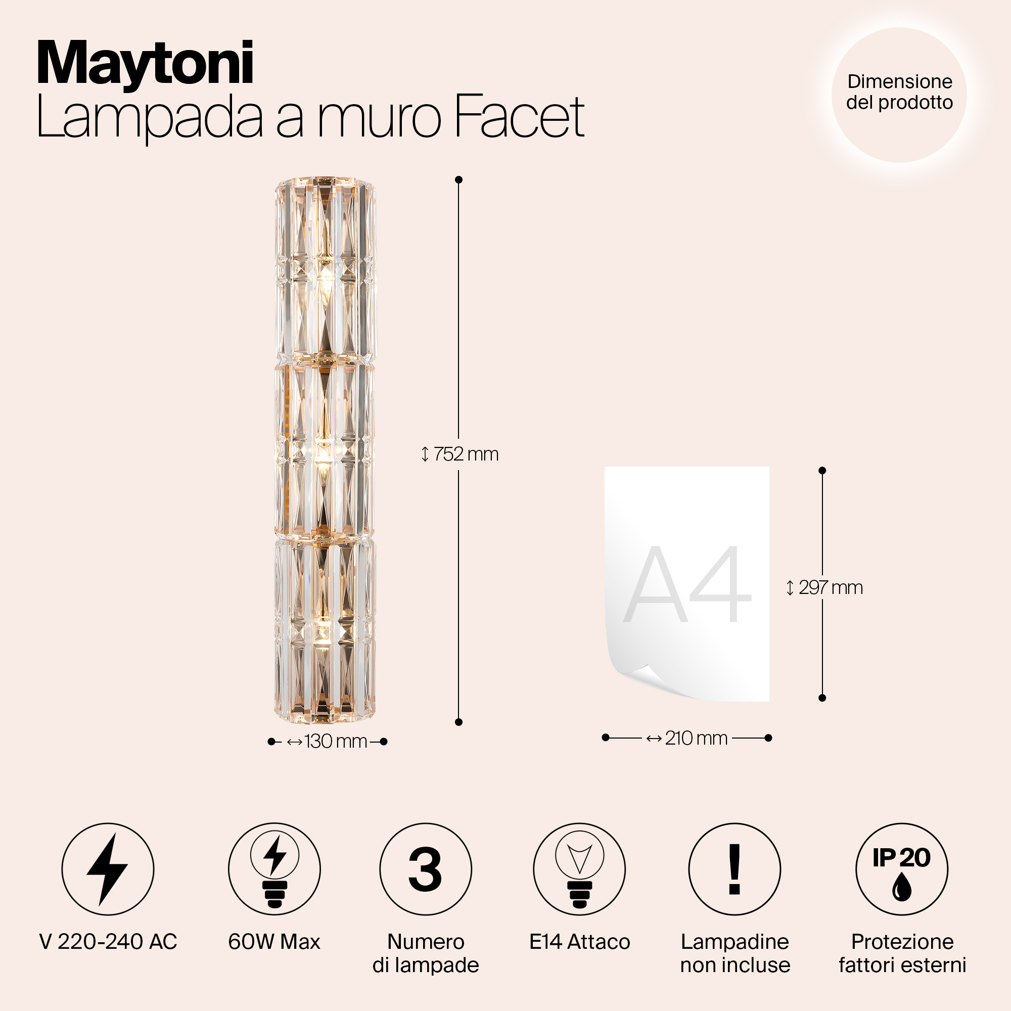 картинка Настенный светильник (бра) Maytoni MOD094WL-03G от магазина pro-decor.kz