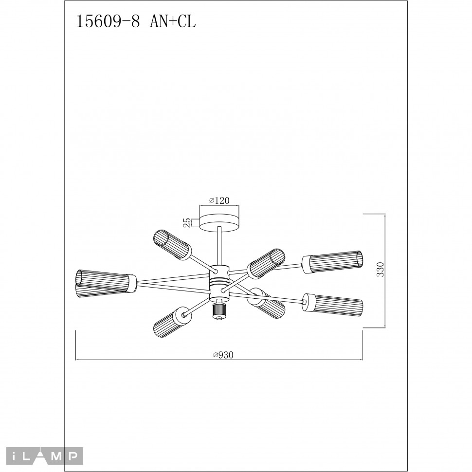картинка Светильник потолочный iLamp Evolution 15609-8 AN+CL от магазина pro-decor.kz