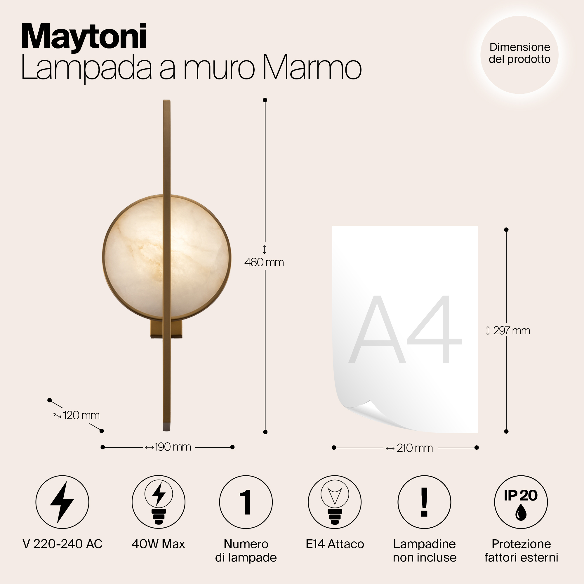 картинка Настенный светильник (бра) Maytoni MOD099WL-01G от магазина pro-decor.kz