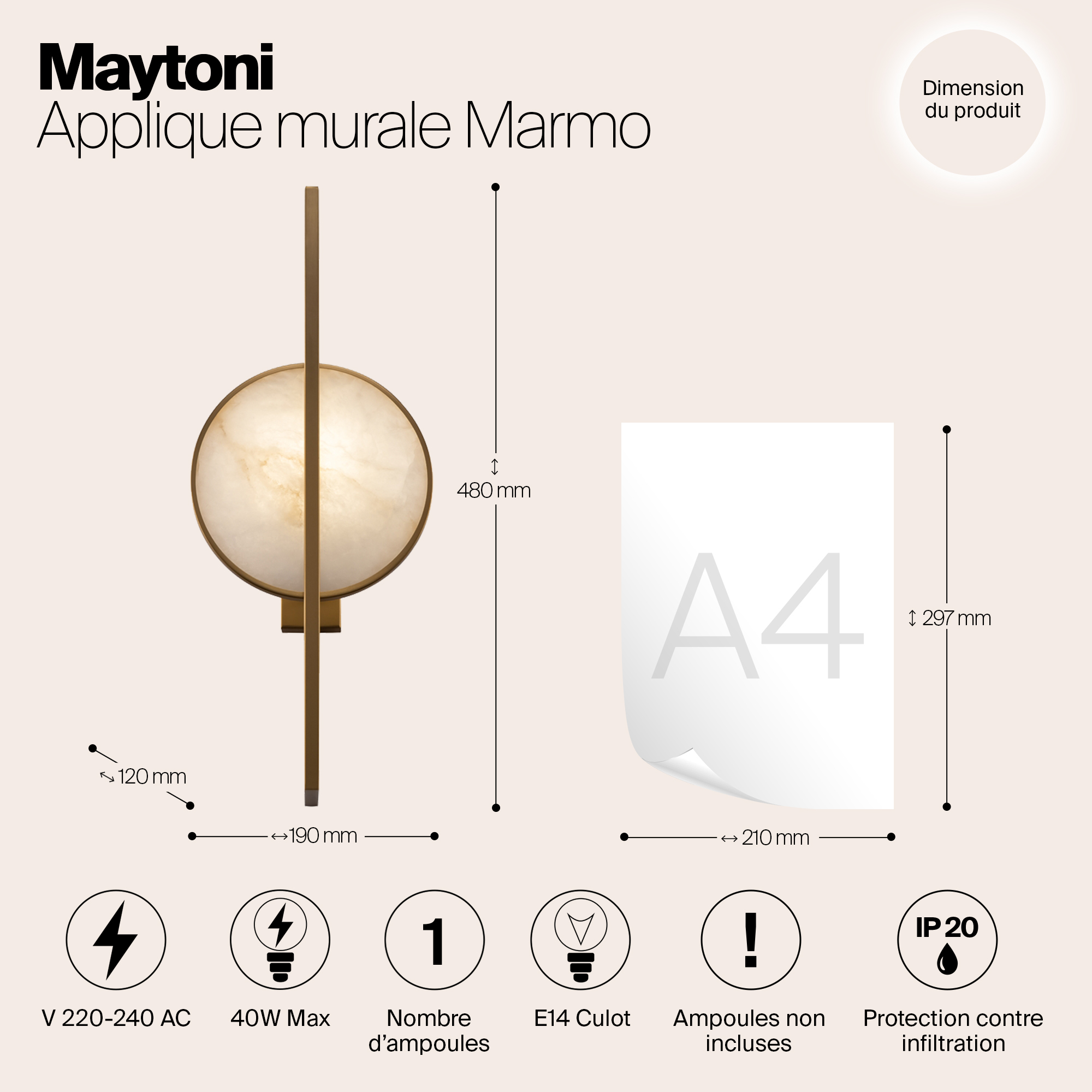 картинка Настенный светильник (бра) Maytoni MOD099WL-01G от магазина pro-decor.kz