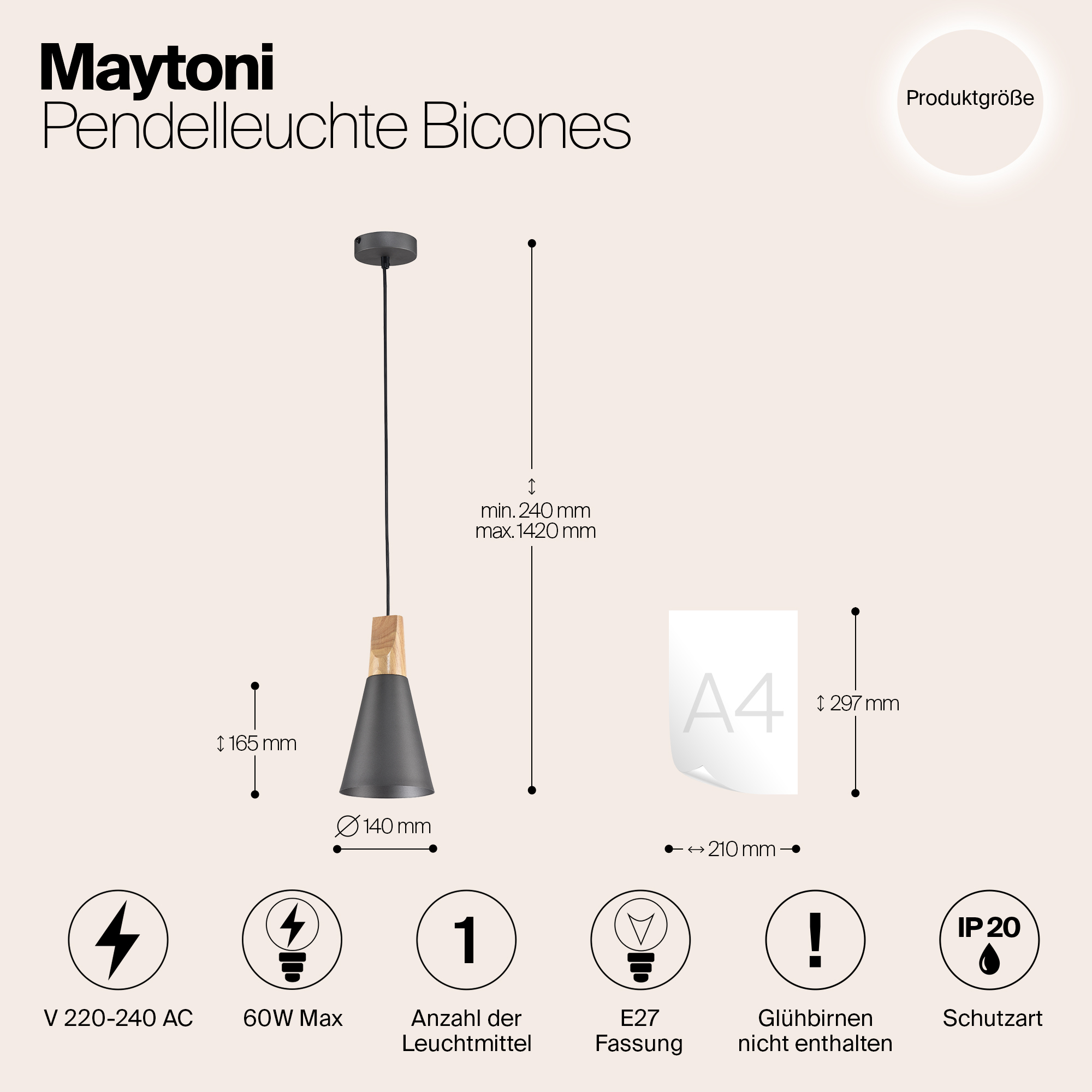 картинка Подвесной светильник Maytoni Bicones P359-PL-140-C от магазина pro-decor.kz